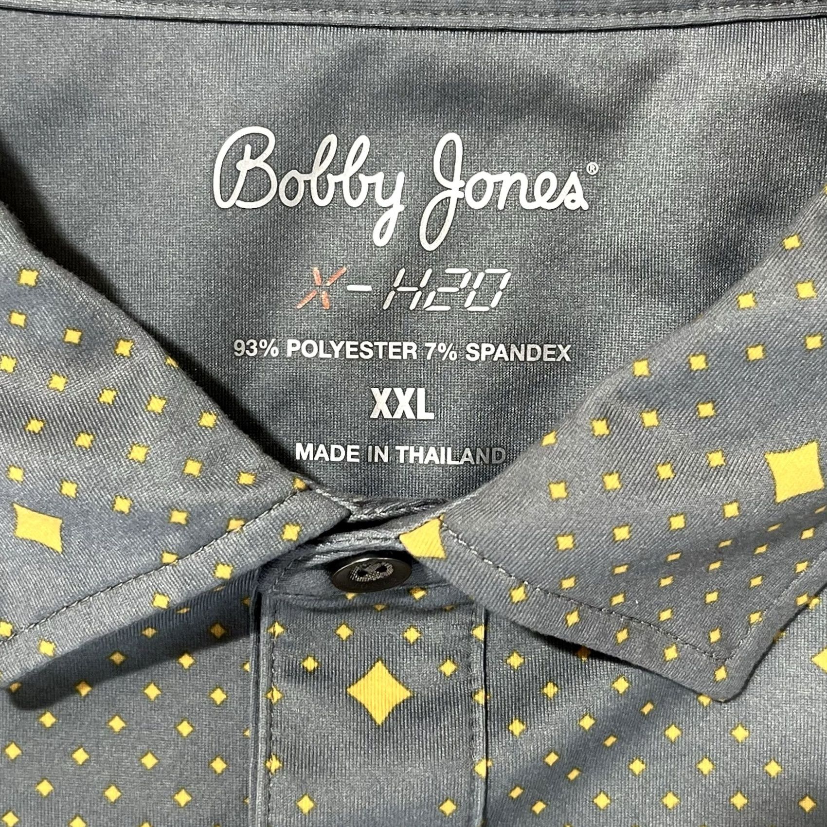 Vintage Bobby Jones Polo Shirt Geometric X-H2O Performance XXL Gray Yellow, Men, Short Sleeve, 2XL, Golf Apparel Size US XXL / EU 58 / 5 - 3 Thumbnail