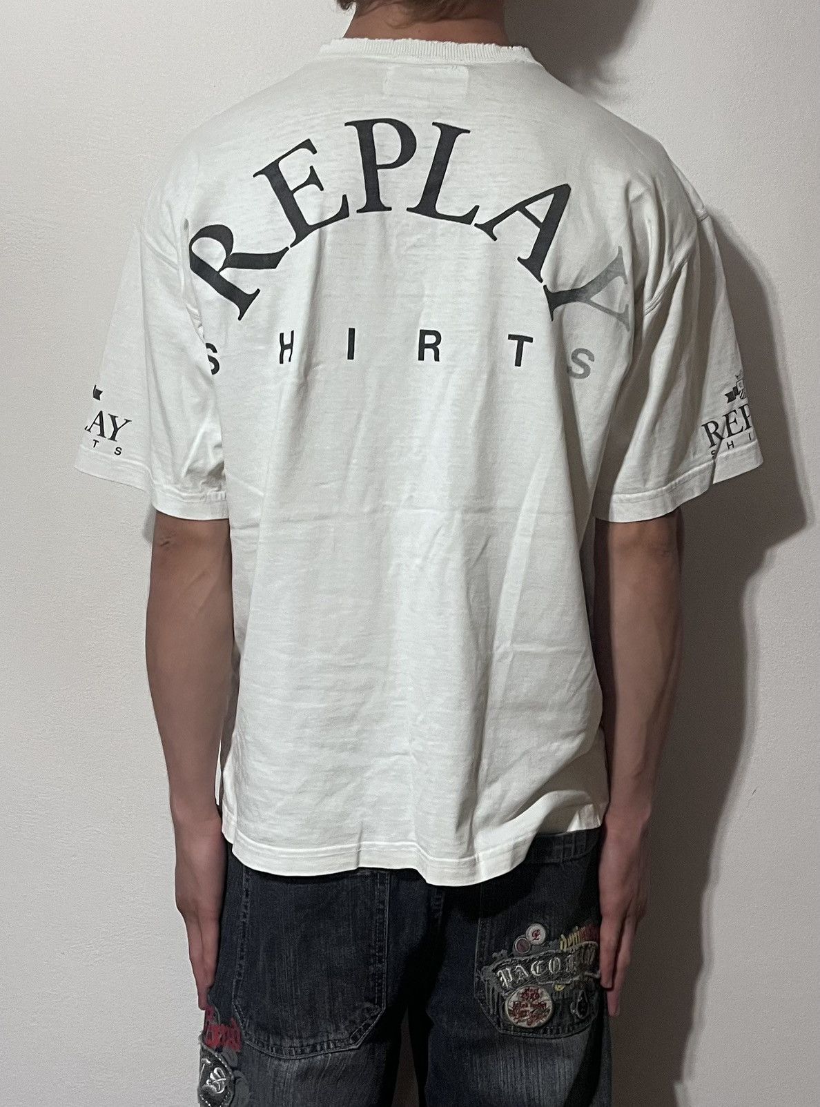 Replay 💥 Replay “Shirts” Crest Logo Tee 90s Made in Italy Size US L / EU 52-54 / 3 - 3 Thumbnail