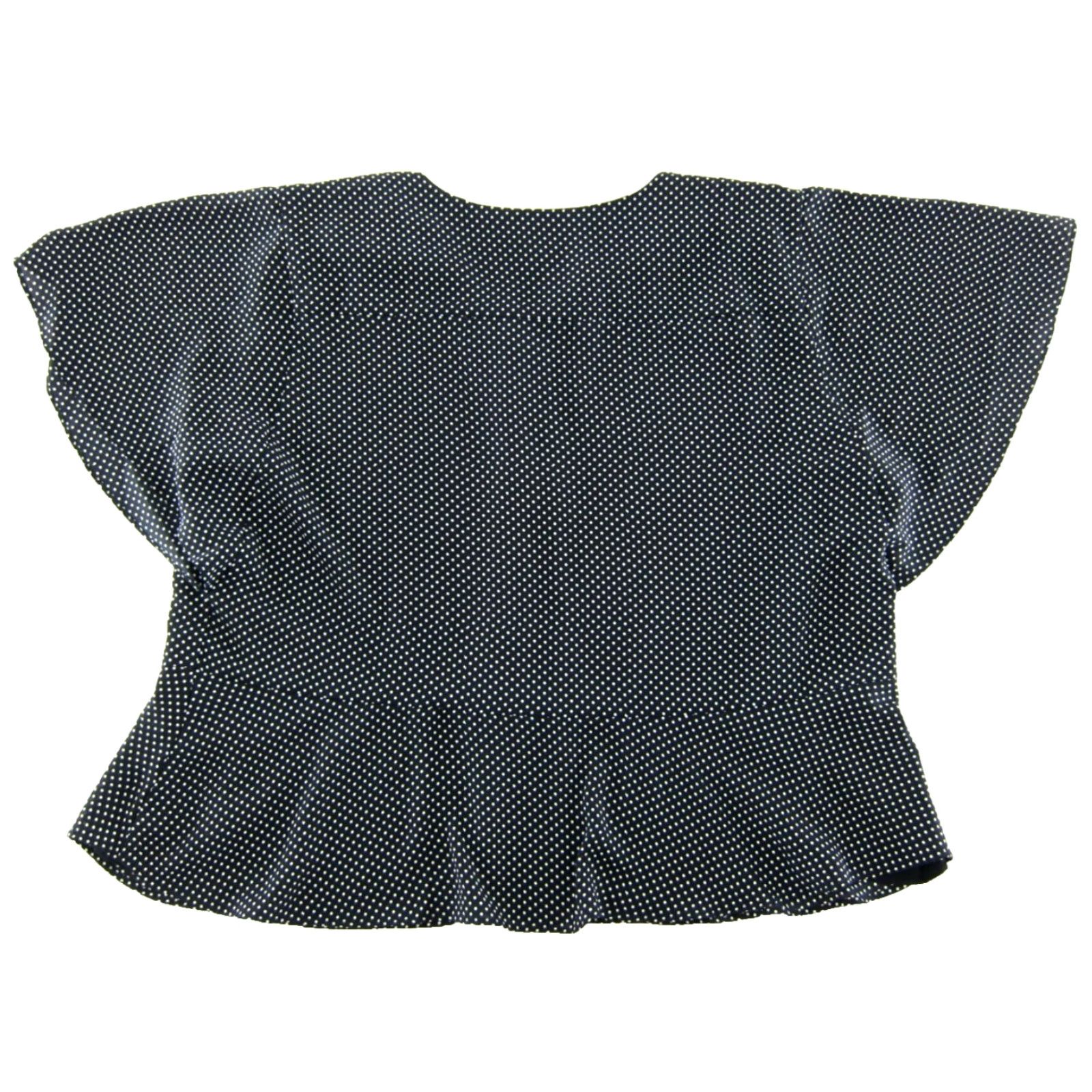 Vintage Chico's Black White Polka Dot Short Sleeve V-Neck Button Down Blouse 2XL Size XXL / US 16-18 / IT 52-54 - 2 Thumbnail