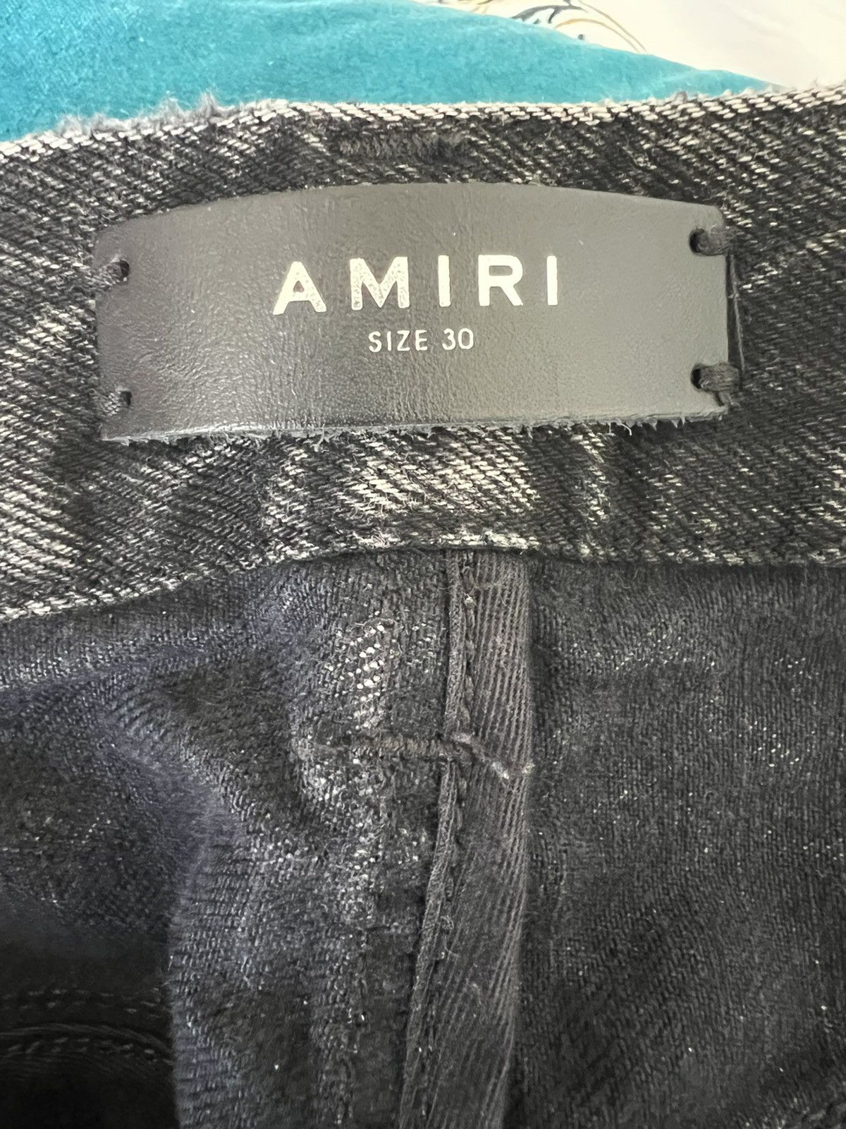 Amiri Amiri Black Distressed Contrast Stripe Printed Denim Shorts Size US 30 / EU 46 - 16 Thumbnail