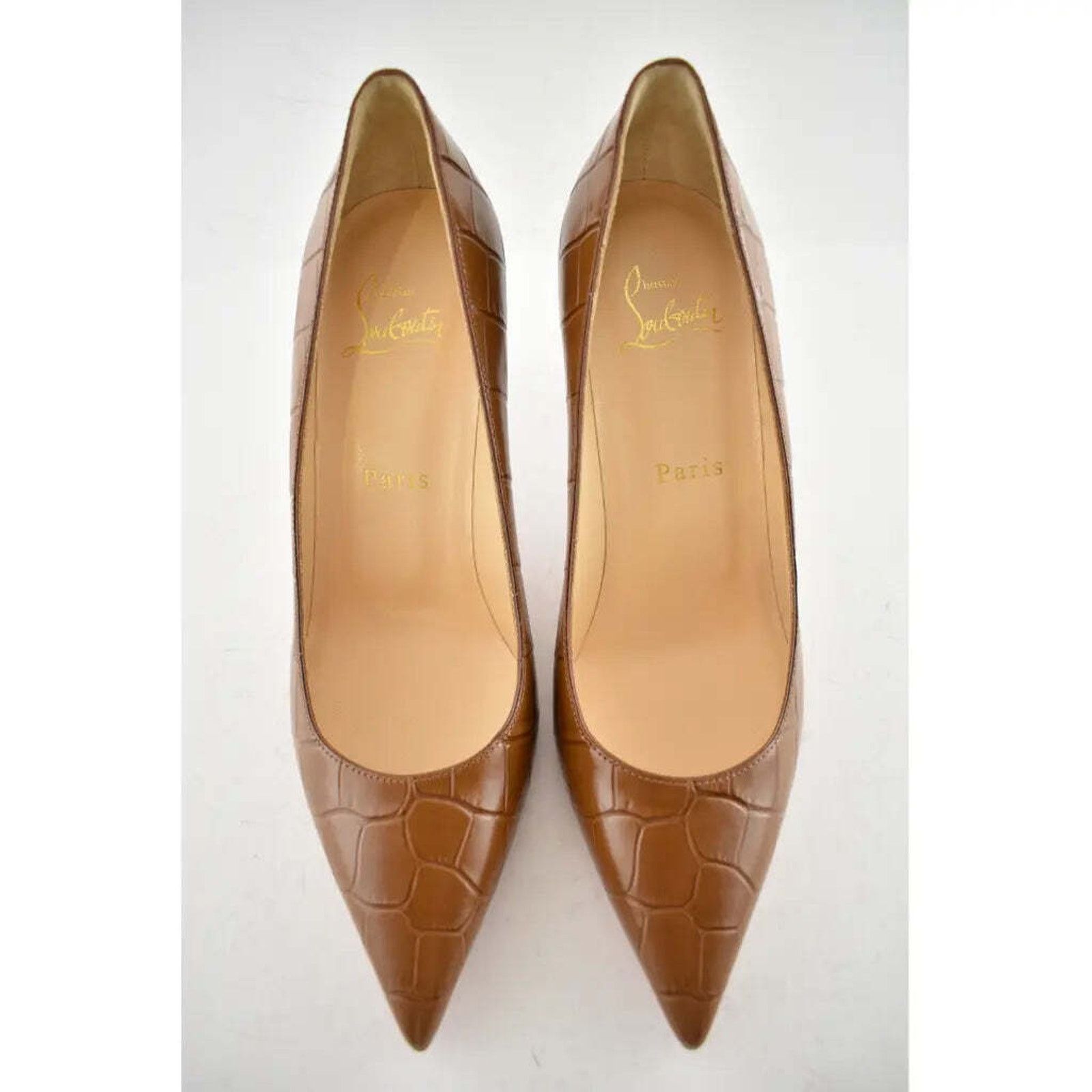 Christian Louboutin Christian Louboutin Kate 85 Brown Biscotto Croc Classic Size US 6.5 / IT 36.5 - 7 Thumbnail