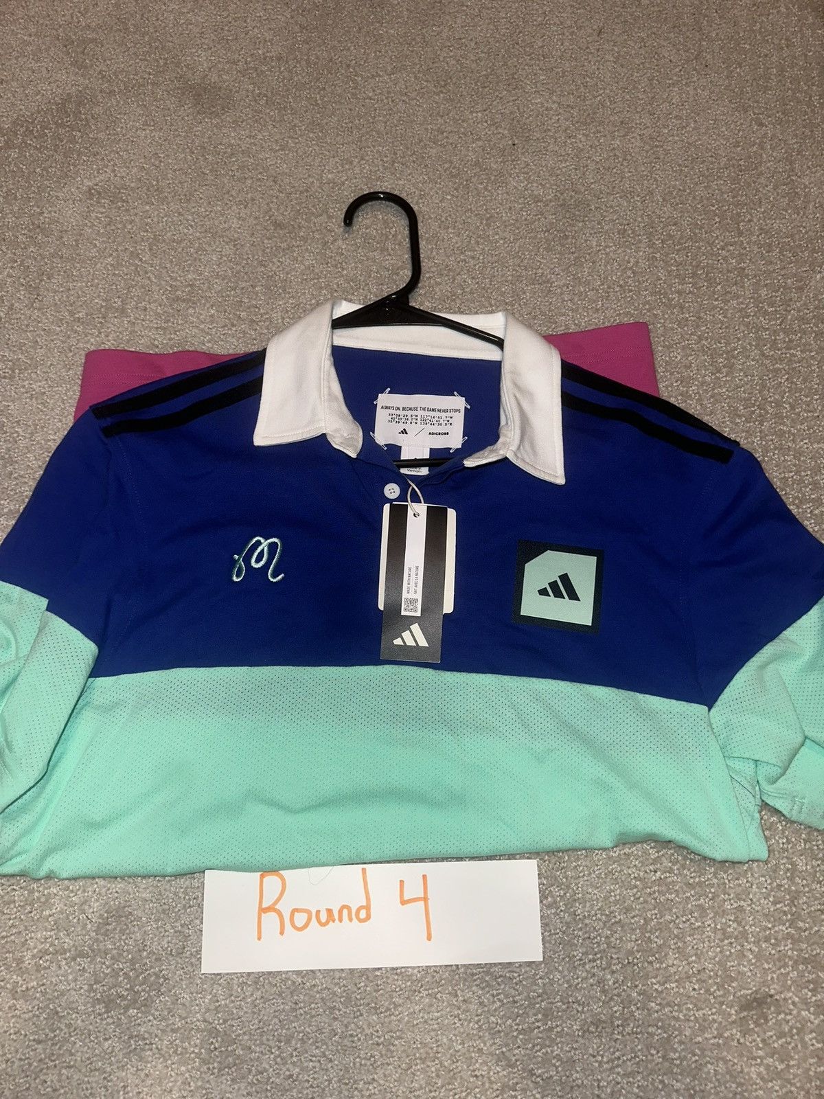 image of Malbon X Adidas Adx Block Polo in Blue, Men's (Size Medium)