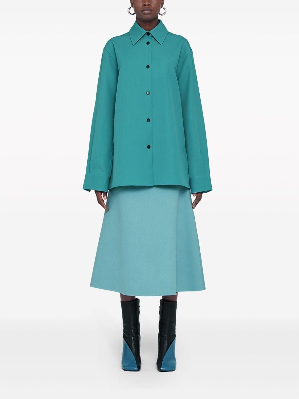 Jil Sander o1mt1gz0625 Button Shirt in Blue Green Size US XL / EU 56 / 4 - 2 Thumbnail