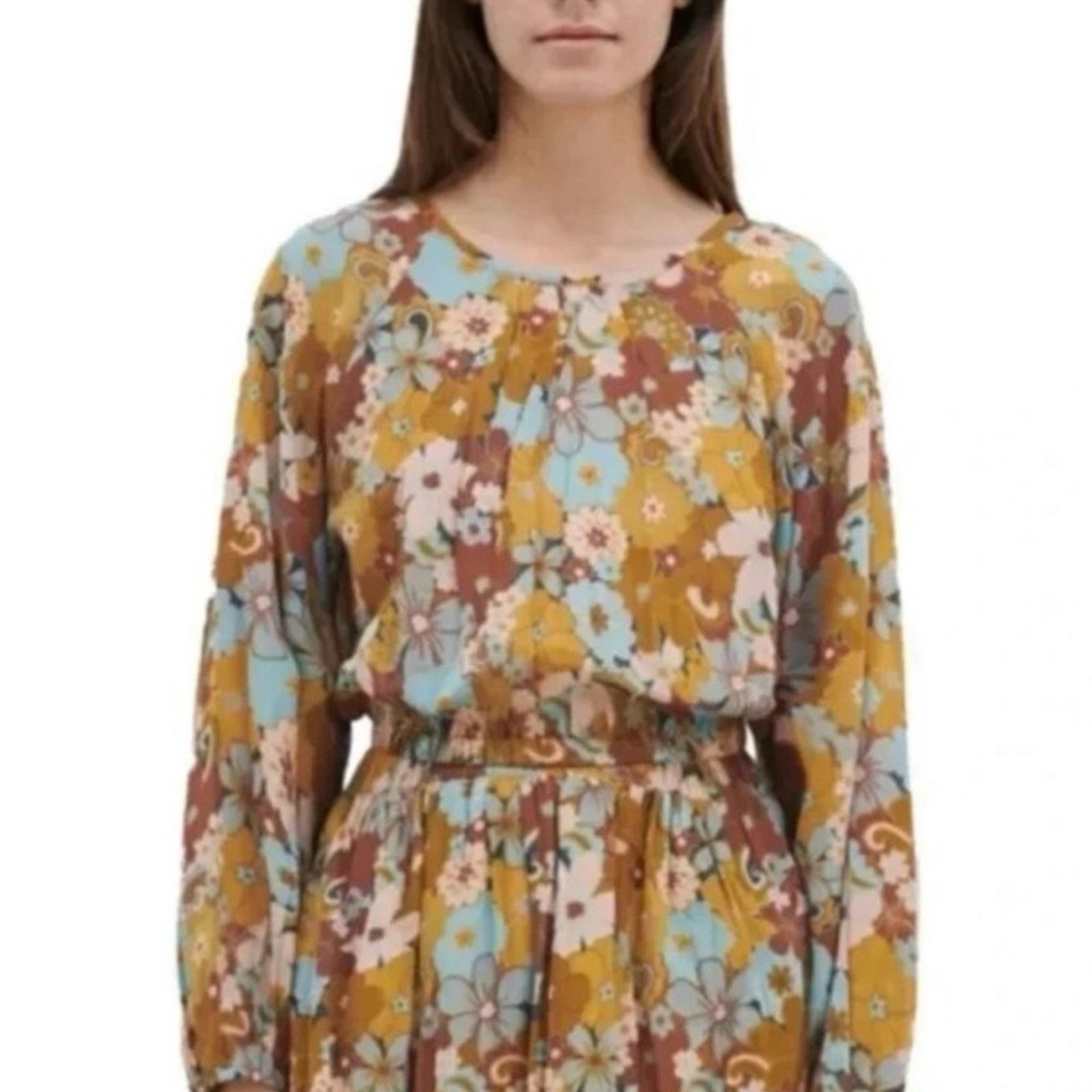 Anthropologie New - Sundry Retro Floral Blouse - Honeycomb - Small - $122 Size S / US 4 / IT 40 - 1 Thumbnail