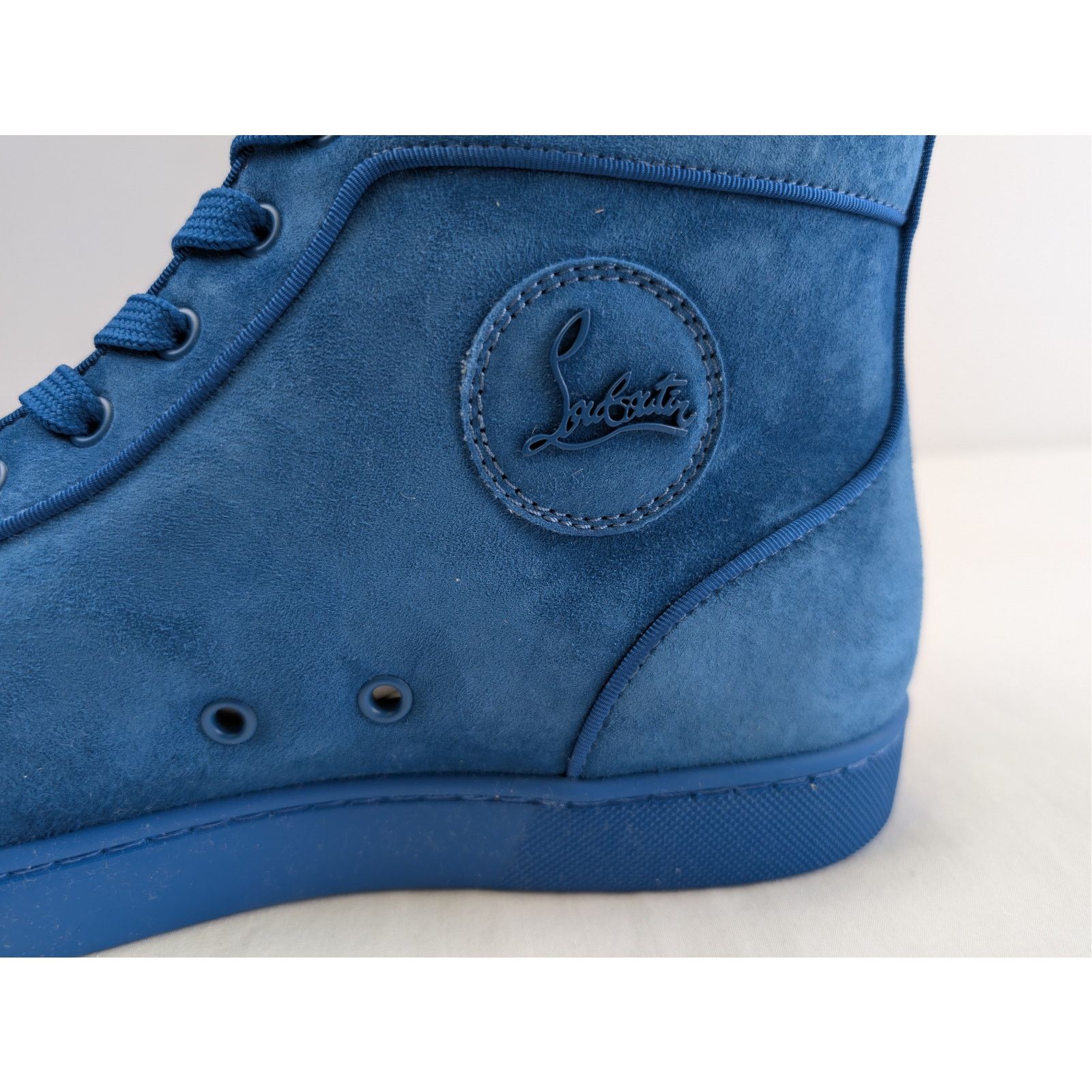Christian Louboutin o1rshd1 Louis Orlato flat high-top sneaker in blue suede Size US 12 / EU 45 - 13 Thumbnail