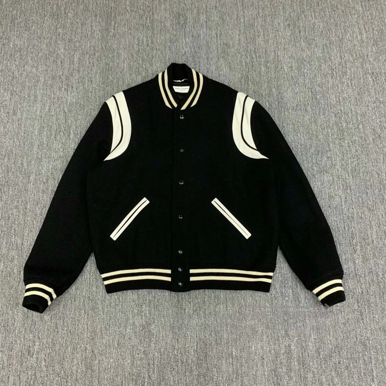 Saint Laurent Paris black and white patchwork baseball jacket. Size US L / EU 52-54 / 3 - 1 Thumbnail