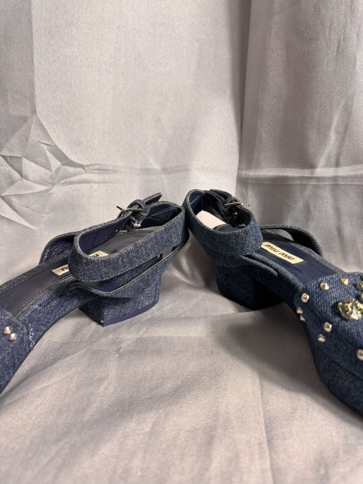 Miu Miu Miu Miu Denim Sandals Size US 7.5 / IT 37.5 - 4 Thumbnail