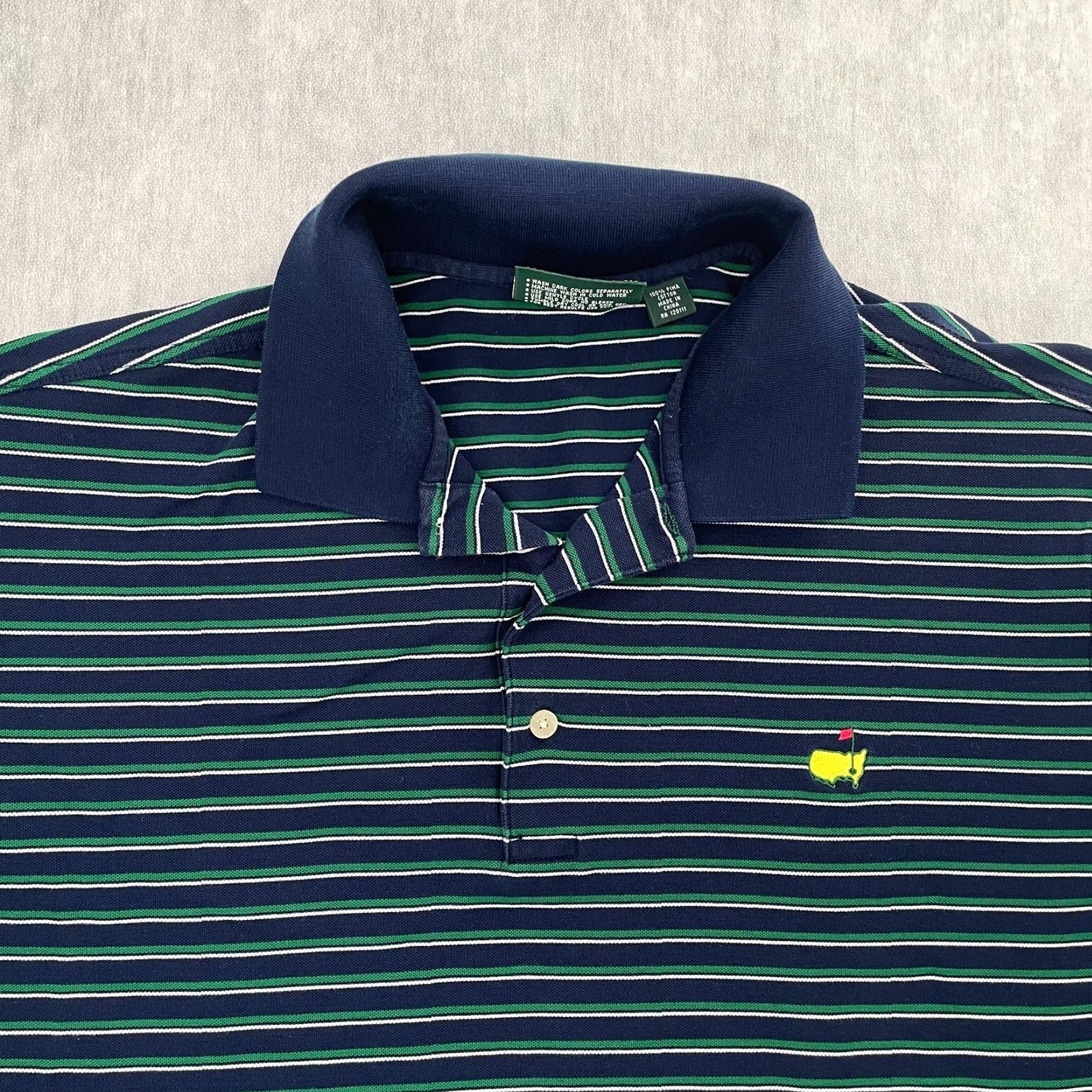 Vintage VINTAGE Masters Golf Polo Shirt Adult XL Green Blue Striped Short Sleeve Mens Size US XL / EU 56 / 4 - 3 Thumbnail