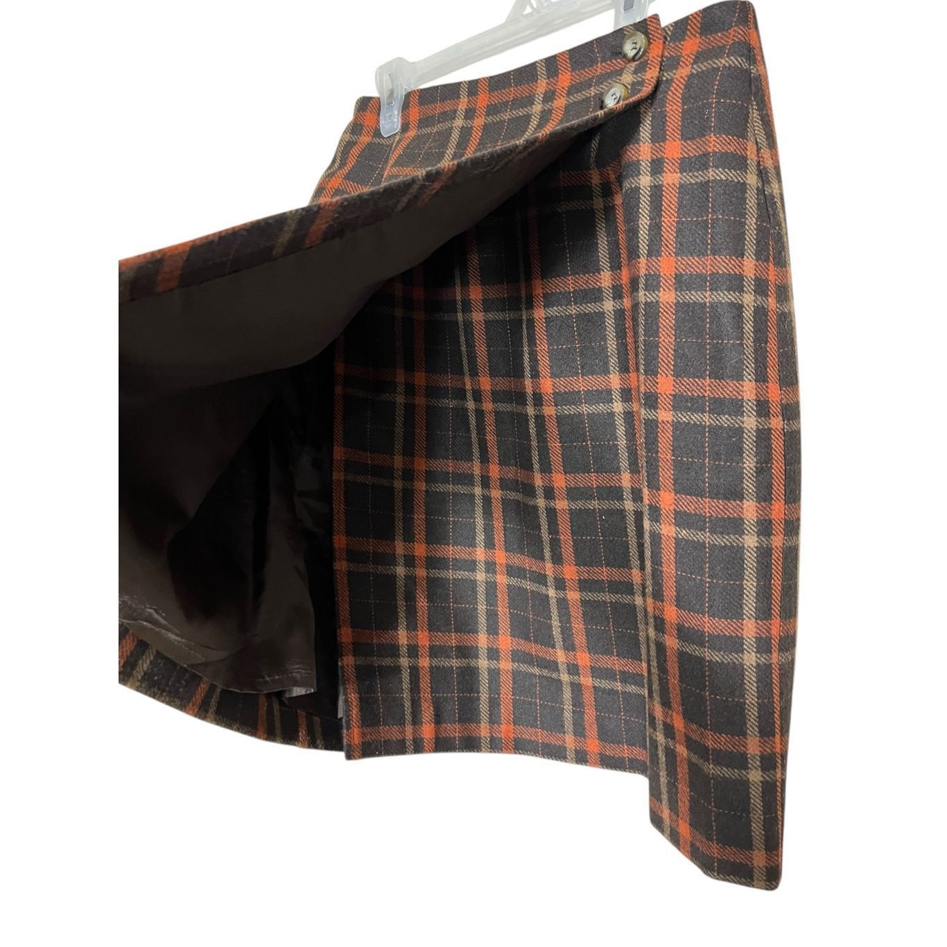 Other Vintage Michele Wool Blend Tartan Fringe Plaid School Girl Faux Wrap Skirt S Size 26" / US 2 / IT 38 - 3 Thumbnail
