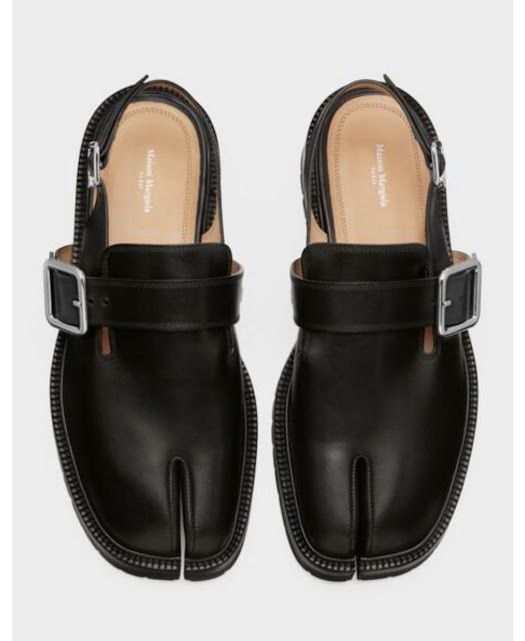 Maison Margiela o1w1db10526 Tabi County Leather Sandals in Black Size US 8 / IT 38 - 3 Thumbnail