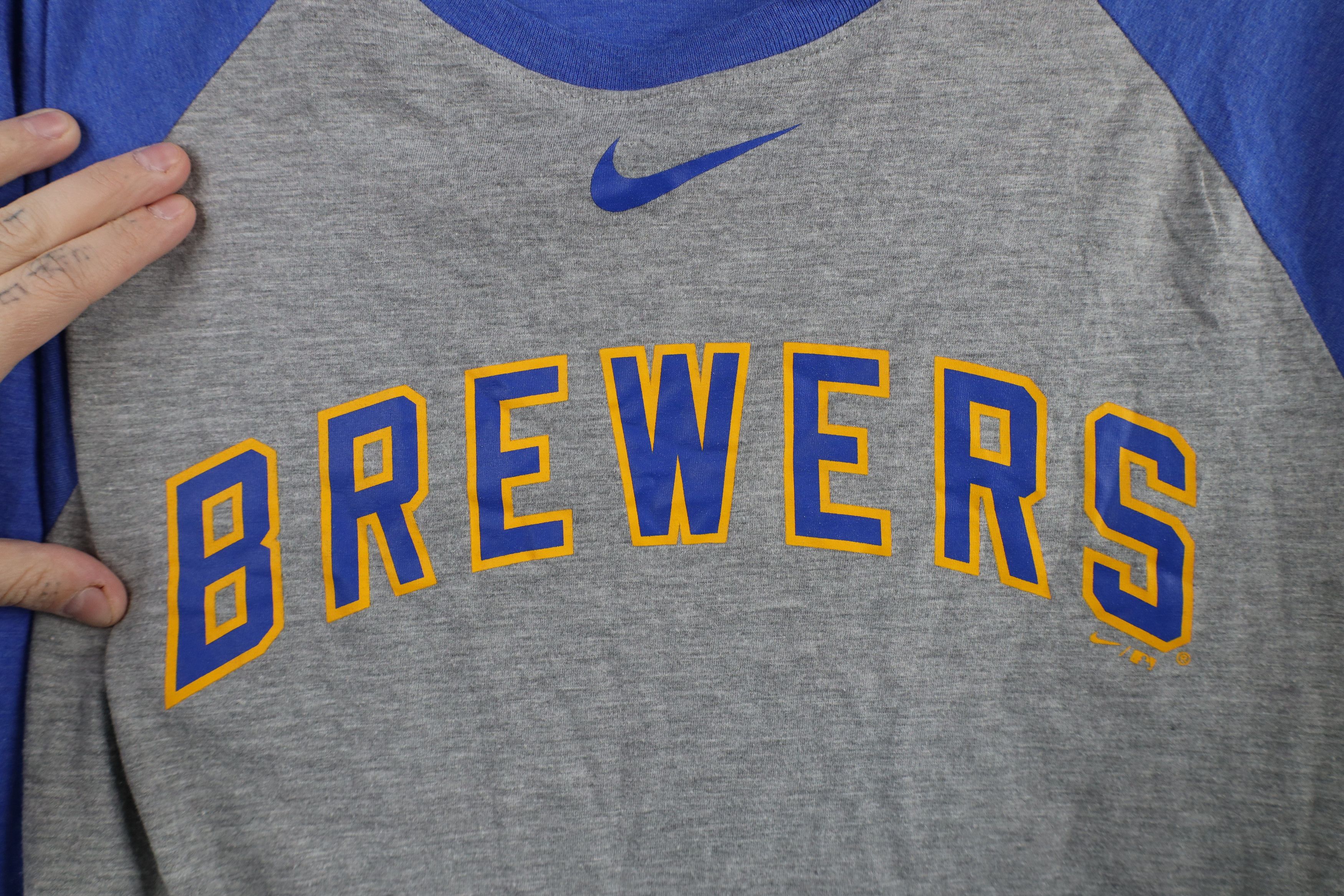 Nike × Vintage Vintage Y2K Nike Swoosh Milwaukee Brewers Raglan T-Shirt Size US L / EU 52-54 / 3 - 5 Thumbnail