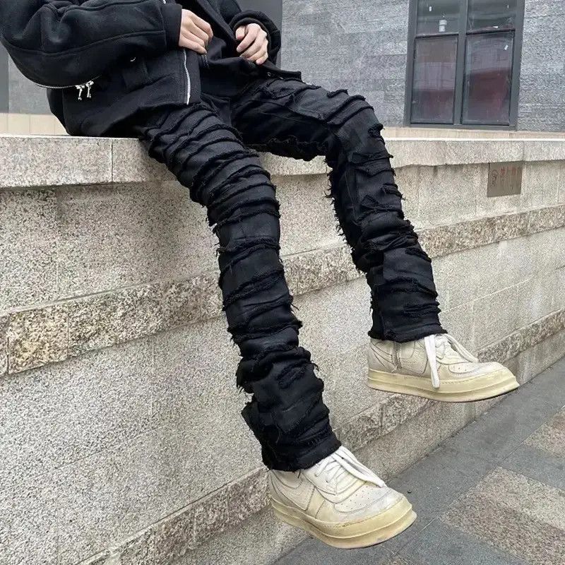 Japanese Brand × Jean Destruction Waxed Jeans y2k retro trousers Size US 32 / EU 48 - 3 Thumbnail