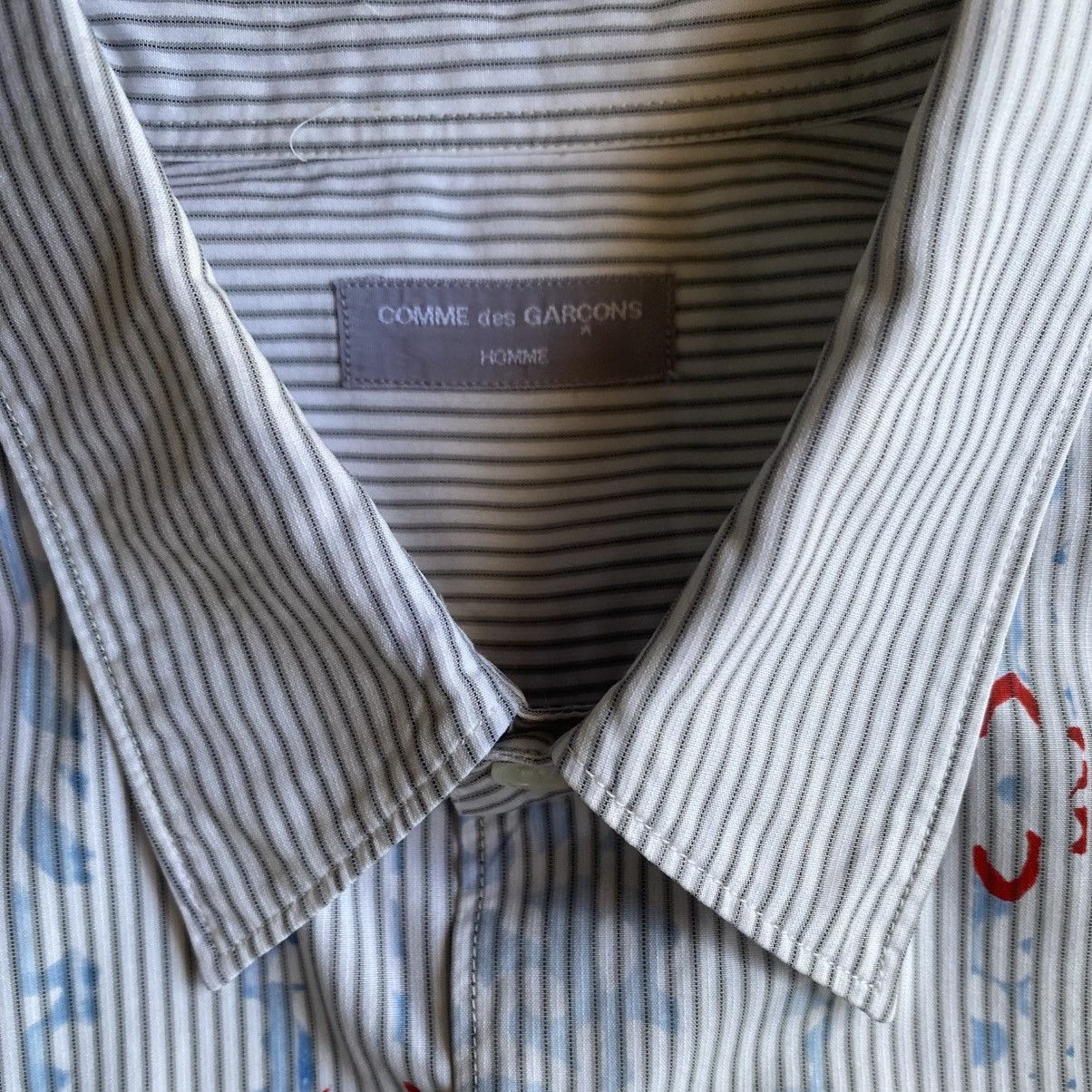 Comme des Garcons Homme Vintage SS01 Oversize Print On Stripe Shirt Size US L / EU 52-54 / 3 - 5 Thumbnail
