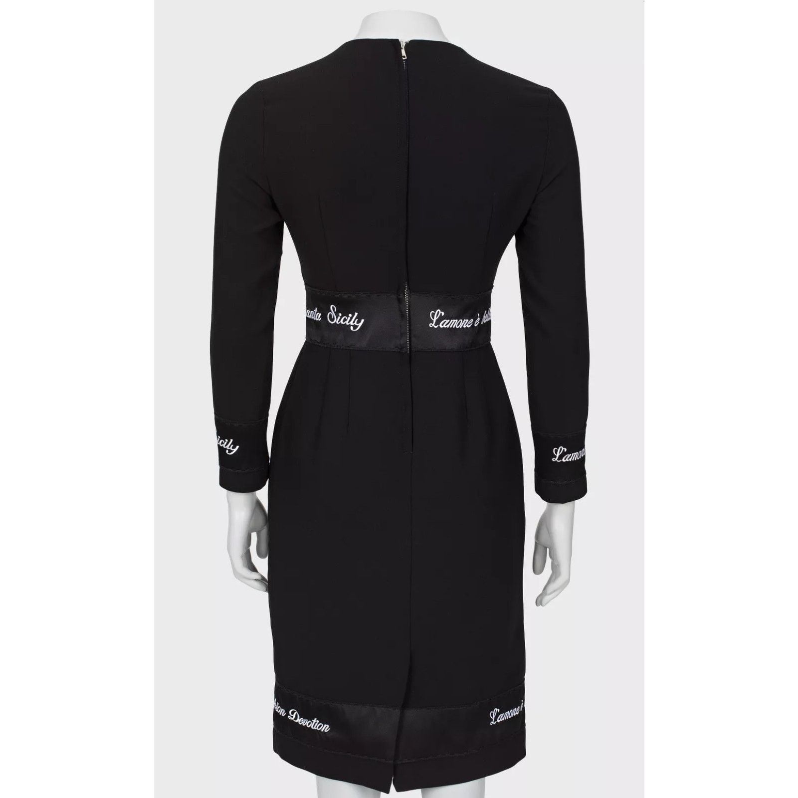 Dolce & Gabbana Dolce & Gabbana Black Wool Embroidered Midi Dress Sz36/XXS Size XS / US 0-2 / IT 36-38 - 3 Thumbnail