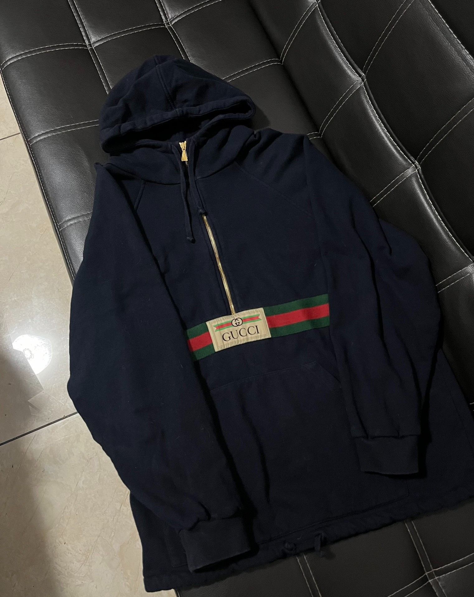 Gucci Gucci Black belt logo half-zipper hooded sweatshirt 2501-Ne Size US M / EU 48-50 / 2 - 1 Thumbnail