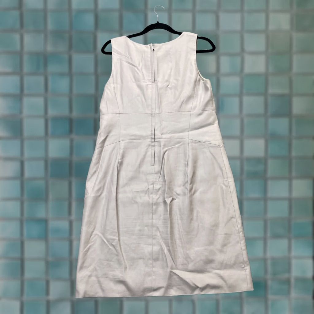 J.Crew J.CREW Dress Womens 10 Beige Shift Cotton Lined Sleeveless Scoop Neck Zip Size L / US 10 / IT 46 - 1 Thumbnail