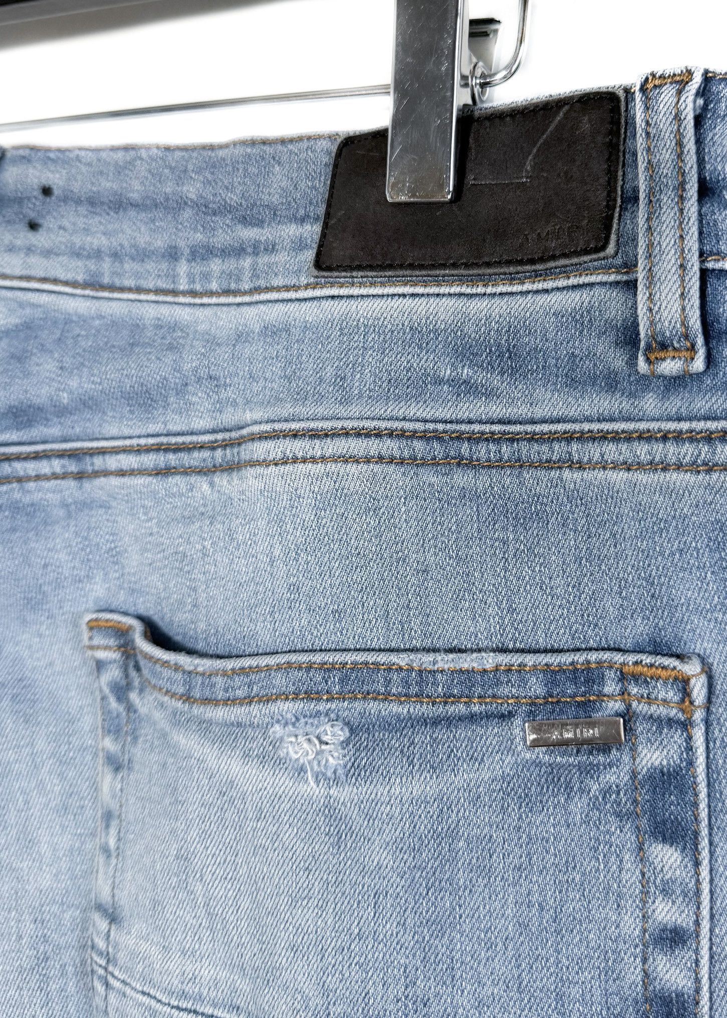 Amiri Amiri Washed Blue Knee Slit Stack Jeans Size US 34 / EU 50 - 4 Thumbnail