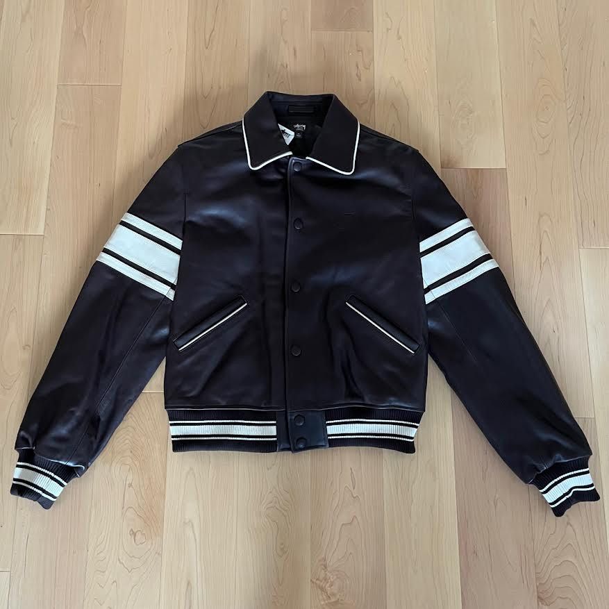 ジャケット・アウター Stussy WALES BONNER LEATHER VARSITY