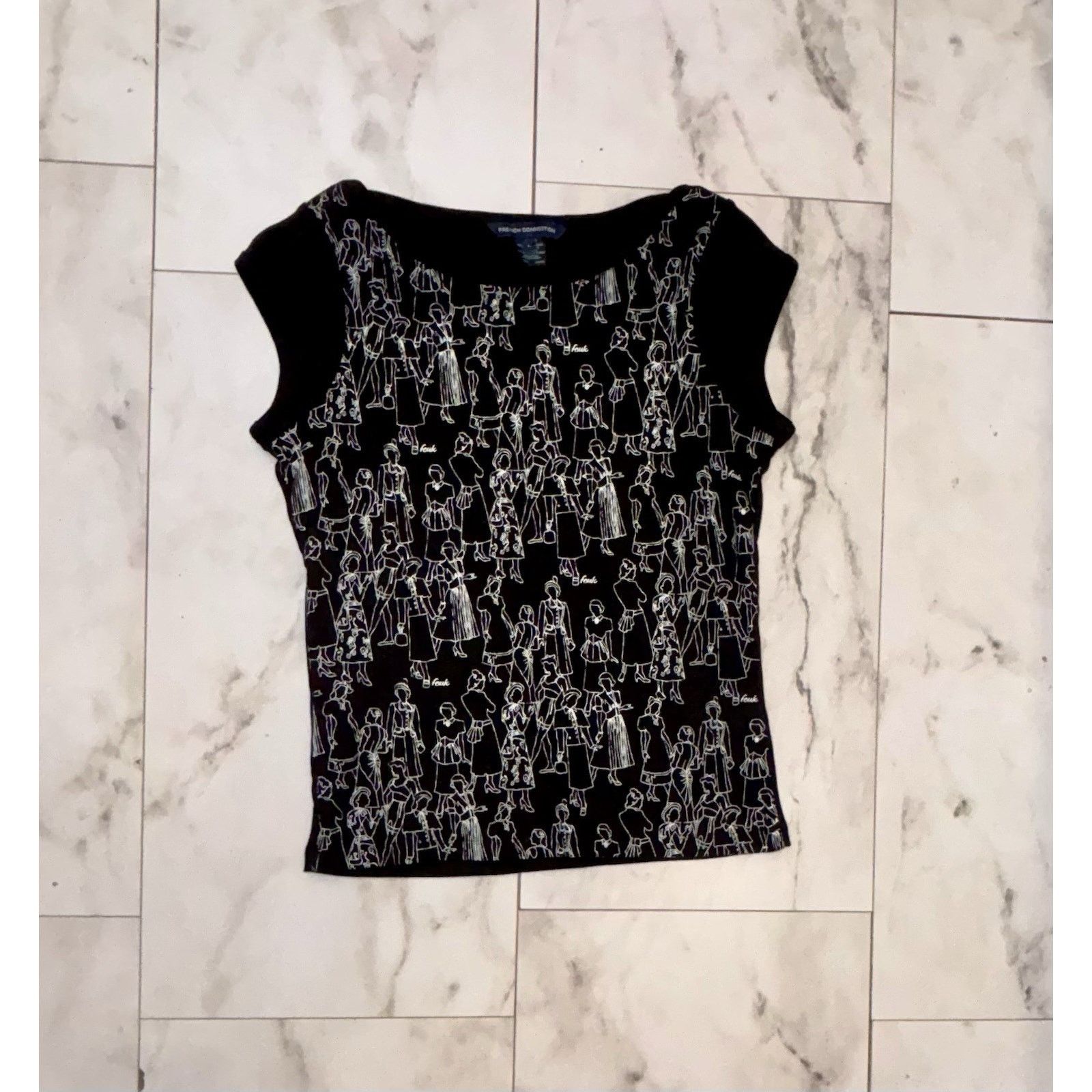 French Connection French Connection Black & White Abstract People Size L / US 10 / IT 46 - 10 Thumbnail