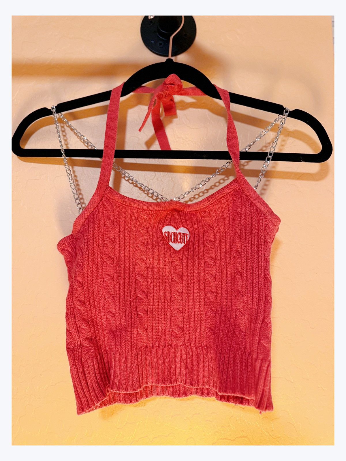 Other Y2K Knit Crop Top with Chain Straps – “Such Cute” Size M / US 6-8 / IT 42-44 - 1 Thumbnail