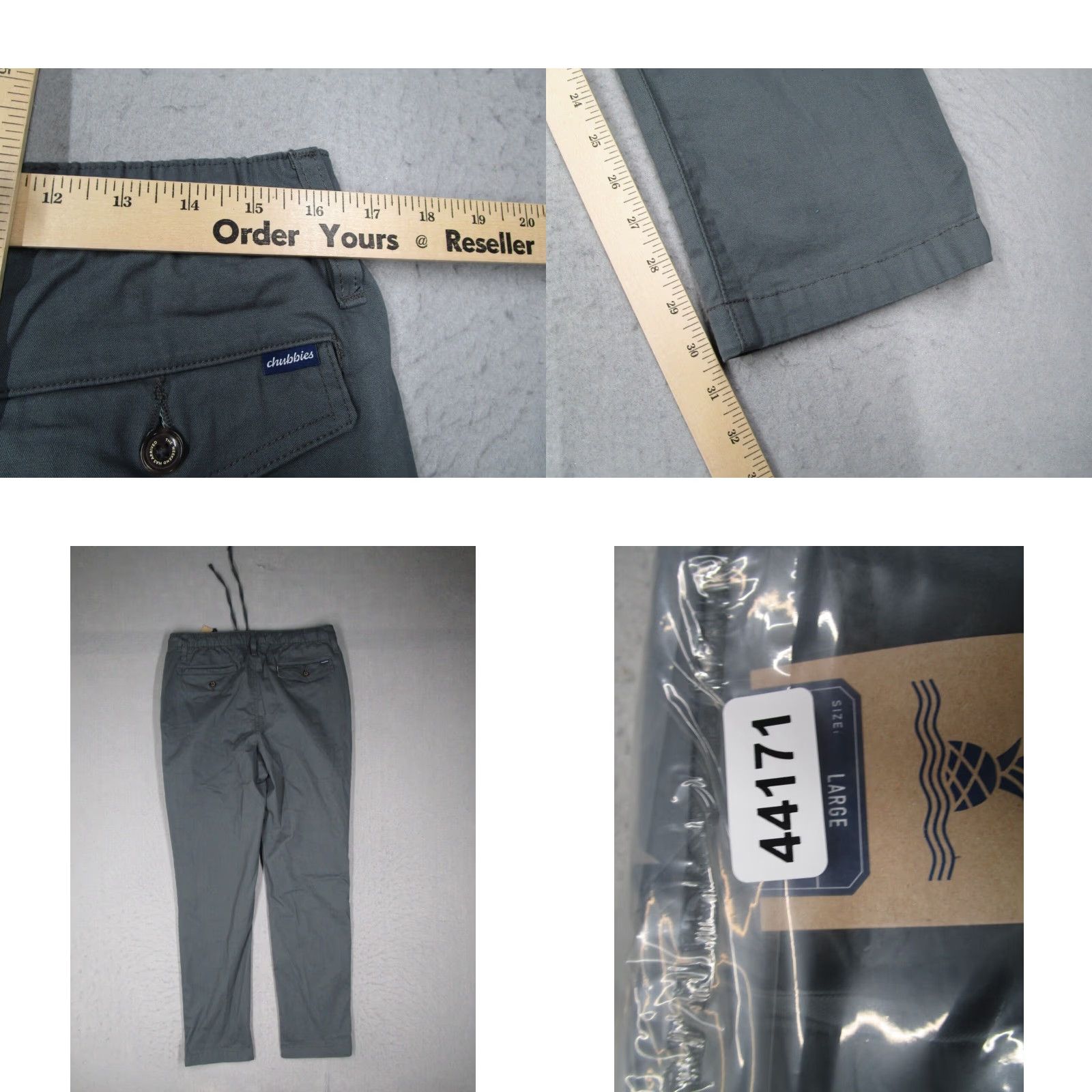 Chubbies Chubbies Mens Relaxed Fit Stretch Twill Chino Pants Large Gray Cotton Blend Size US 33 - 8 Thumbnail
