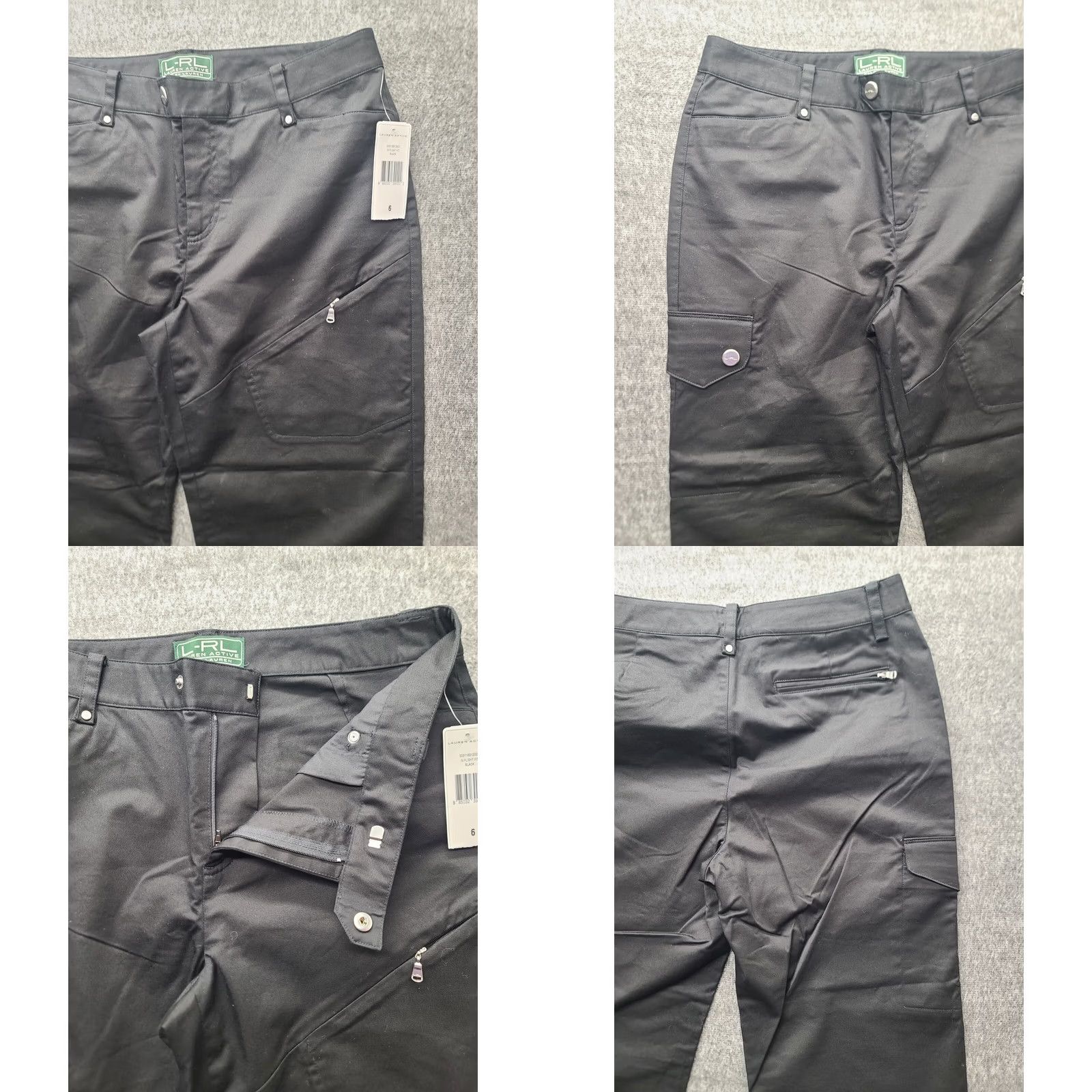 Ralph Lauren Lauren Ralph Lauren Active Pants Womens 6 29x29 Regular Straight Leg Cargo Black Cotton Spandex Knit Zip Button Pockets Casual Workwear Size 28" / US 6 / IT 42 - 8 Thumbnail