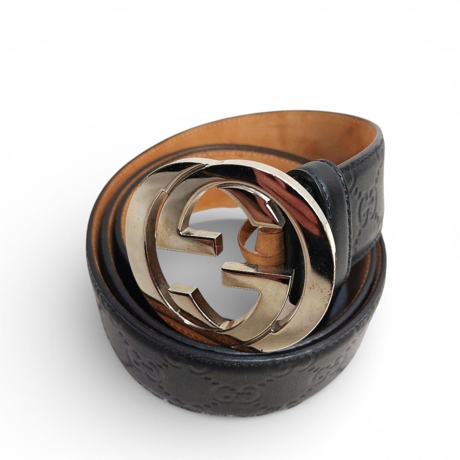 Gucci Gucci - Black Leather Belt Silver GG Buckle Size ONE SIZE - 2 Thumbnail