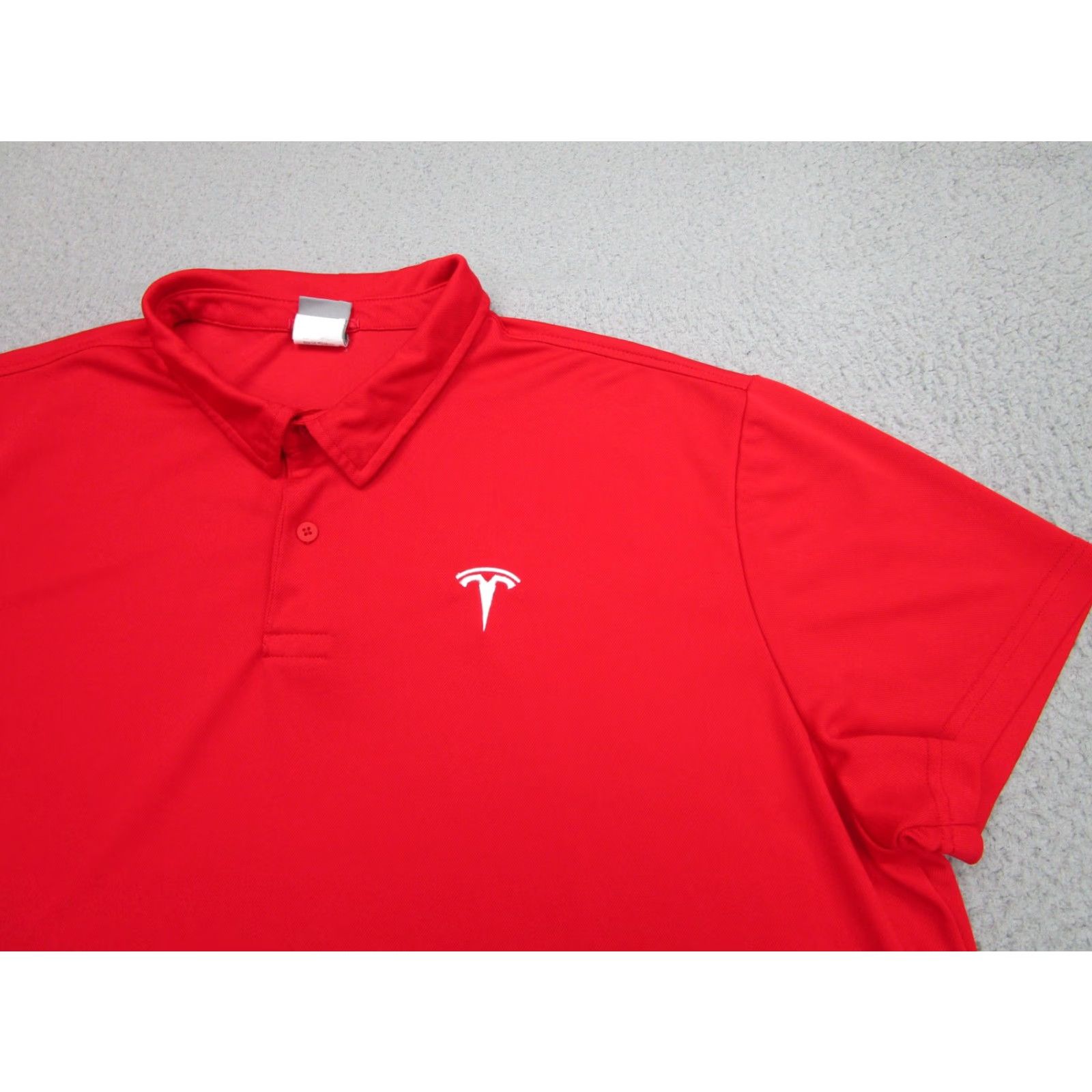 Vintage Tesla Polo Shirt Mens 3XL Red 100% Polyester Logo Performance Golf Casual Size US XXL / EU 58 / 5 - 2 Thumbnail
