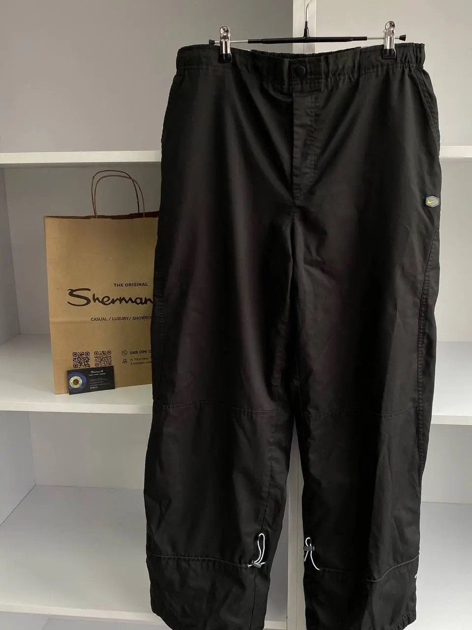 Nike × Vintage Vintage Nike Black Nylon Baggy Drill Pants Size US 34 / EU 50 - 2 Thumbnail