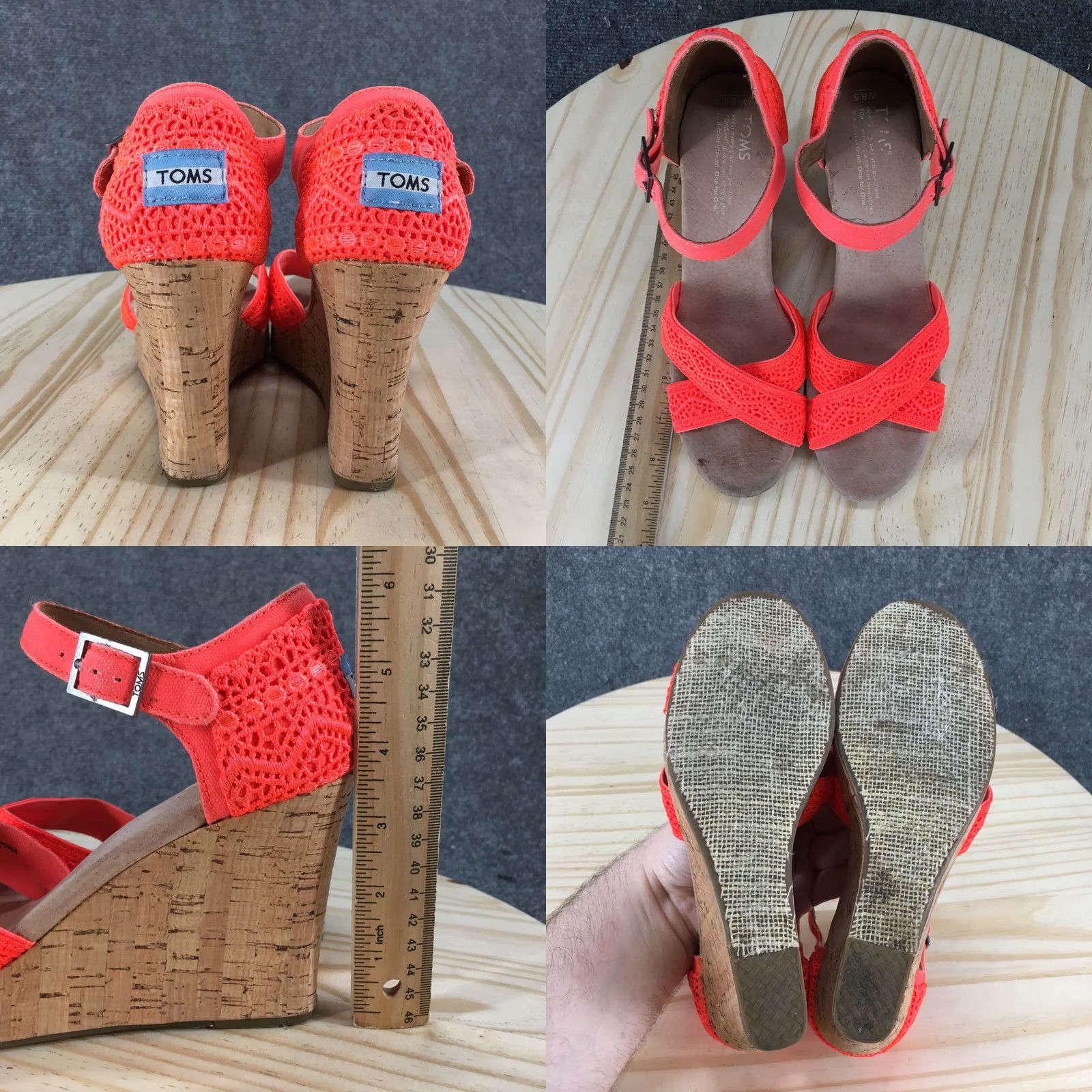 Toms Toms Sandals Womens 8.5 Ankle Strap Orange Buckle Casual Open Toe Wedge Heels Shirt Size US 9 / IT 39 - 8 Thumbnail