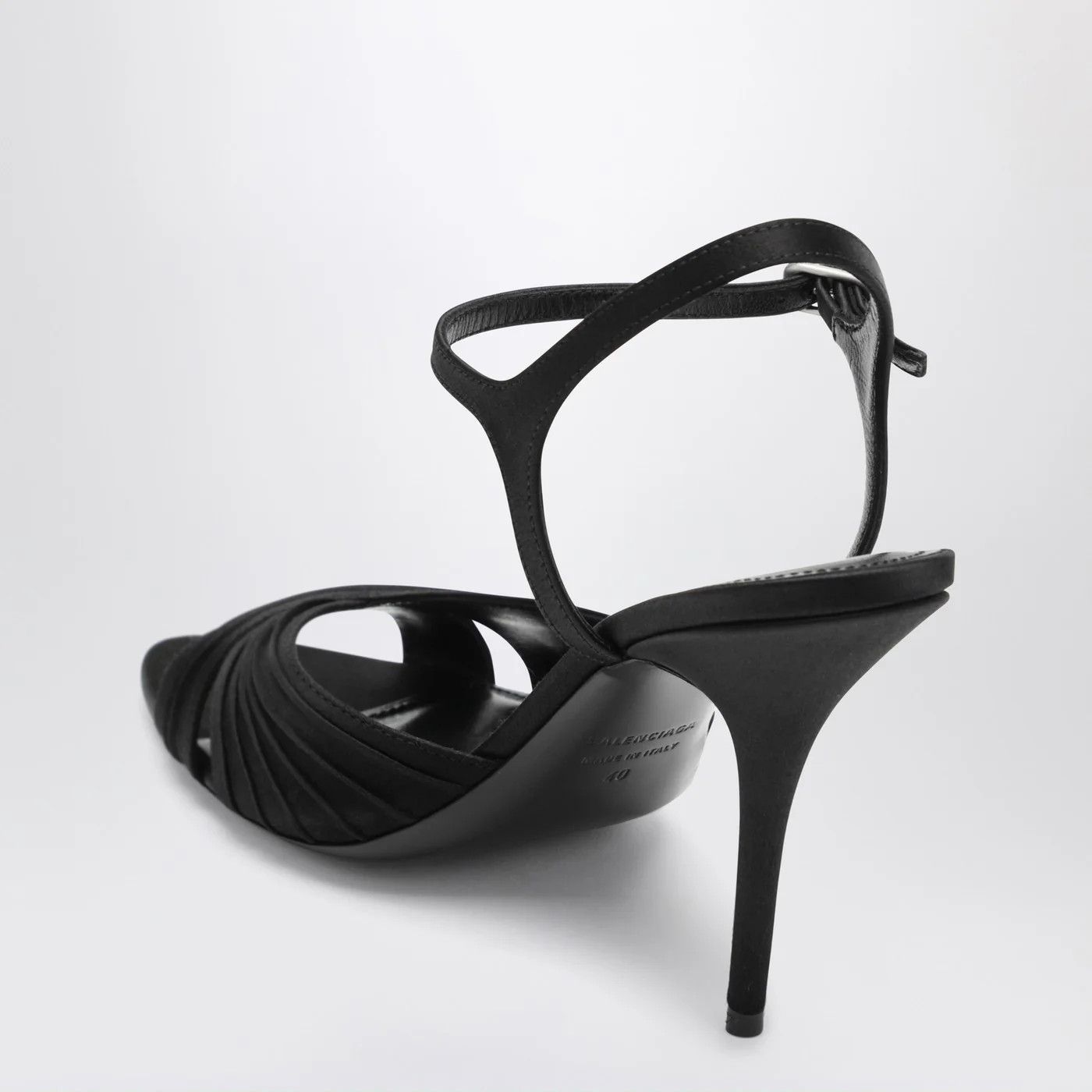 Balenciaga o1d2blof0426 Dynastie Satin Sandals in Black Size US 6 / IT 36 - 4 Thumbnail