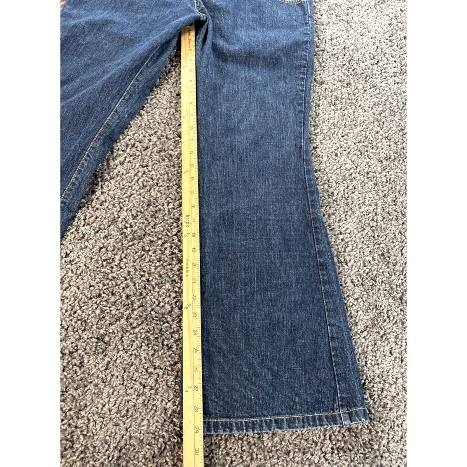 Tommy Hilfiger VINTAGE Tommy Hilfiger Jeans Womens 32x29 Baggy Boot Flare Dark Wash 90s Womens Jeans Flared Pocket blue Size 24" / US 00 / IT 34 - 2 Thumbnail