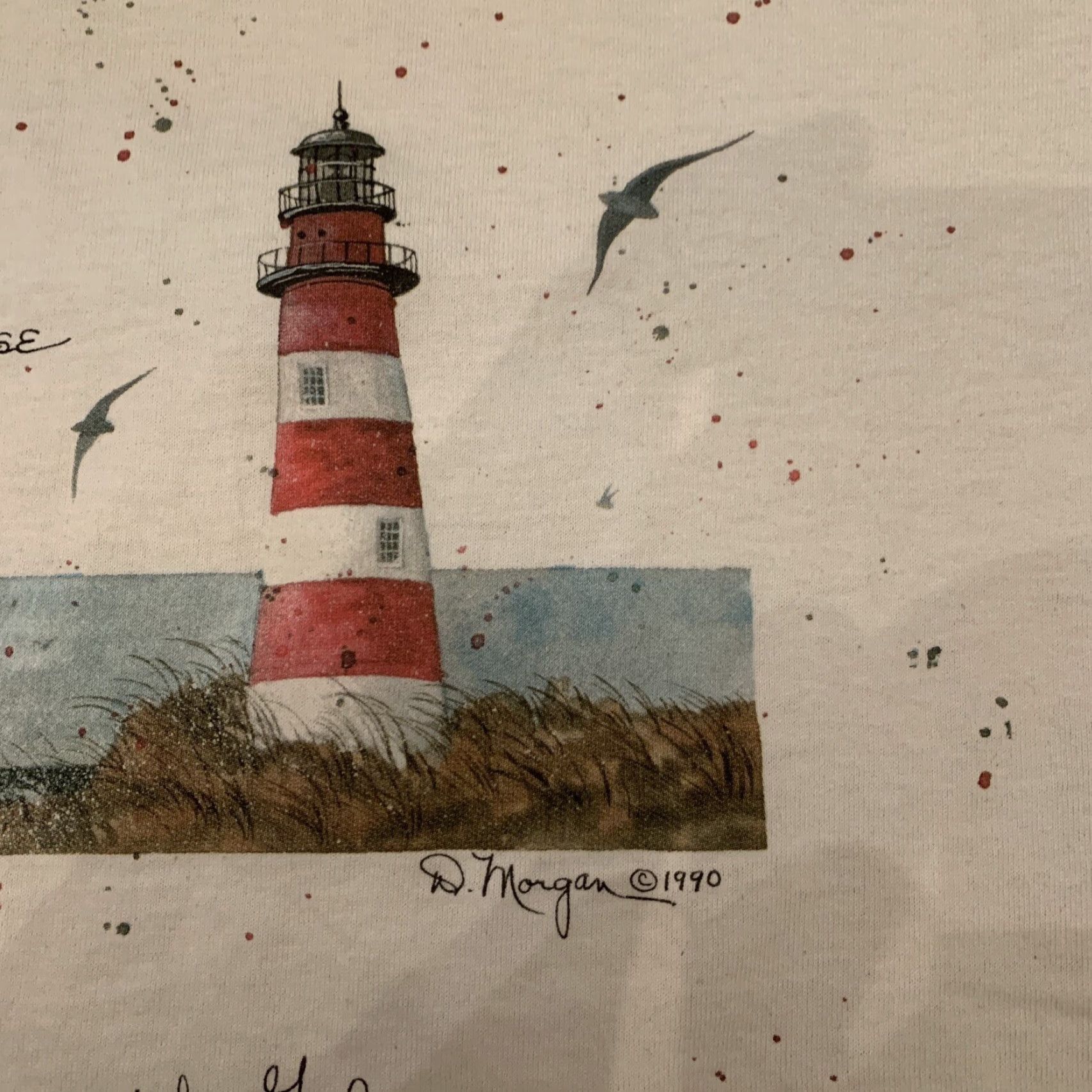 Fruit Of The Loom VINTAGE Fruit of the Loom Lighthouse T-Shirt Adult Medium White 90s Mens Size US M / EU 48-50 / 2 - 3 Thumbnail