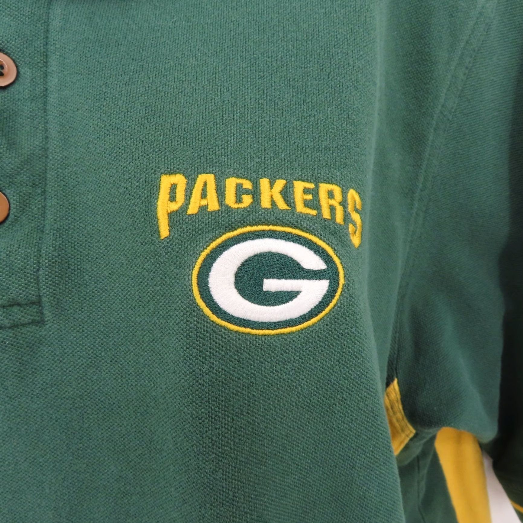 NFL VINTAGE NFL Green Bay Packers Women Crop Polo Shirt Top Yellow Embroidered Logo Collar Size ONE SIZE - 3 Thumbnail