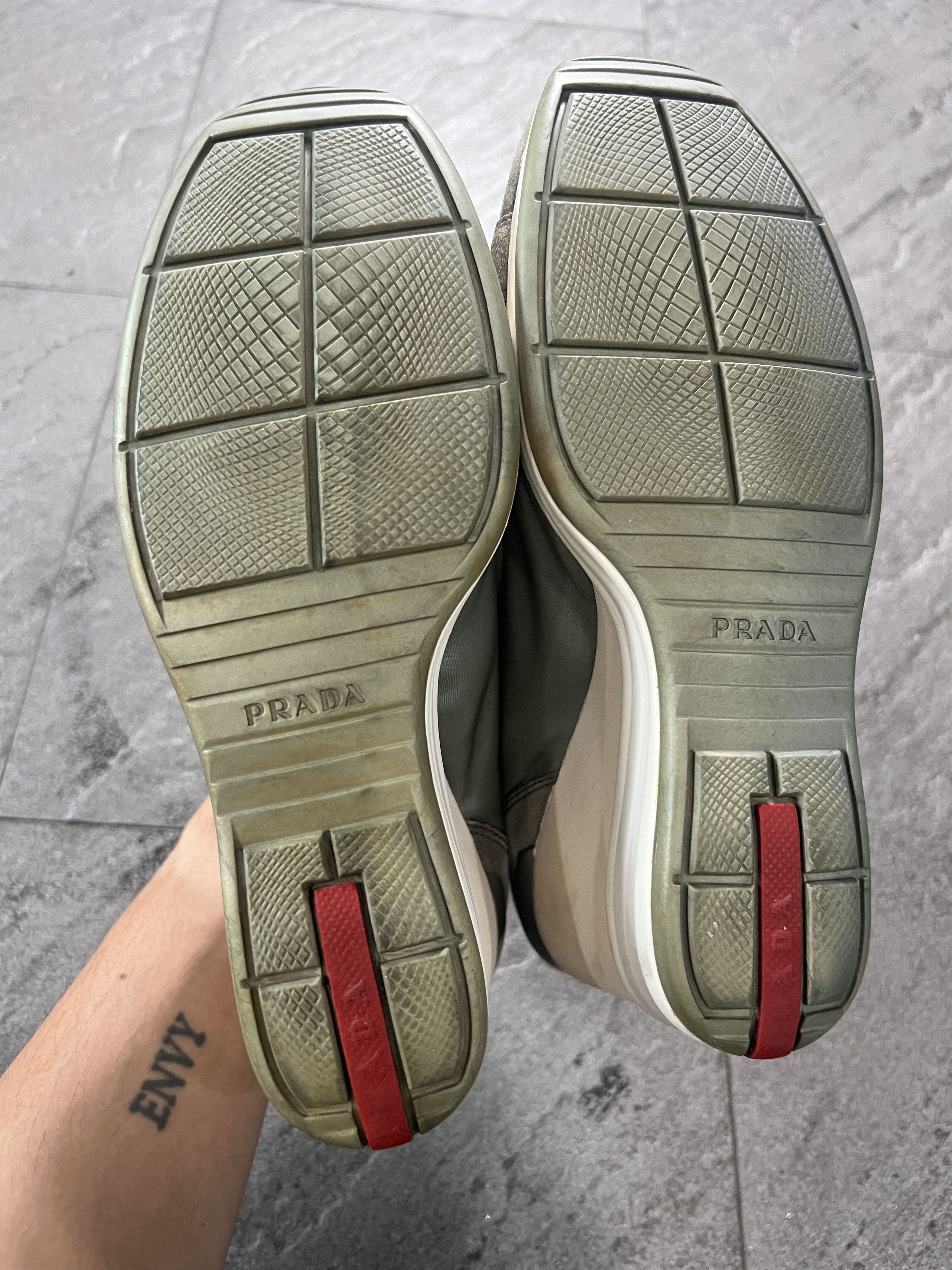 Prada Prada Nylon Suede Wedge Sneakers Sage Green EU37 Size US 7 / IT 37 - 9 Thumbnail