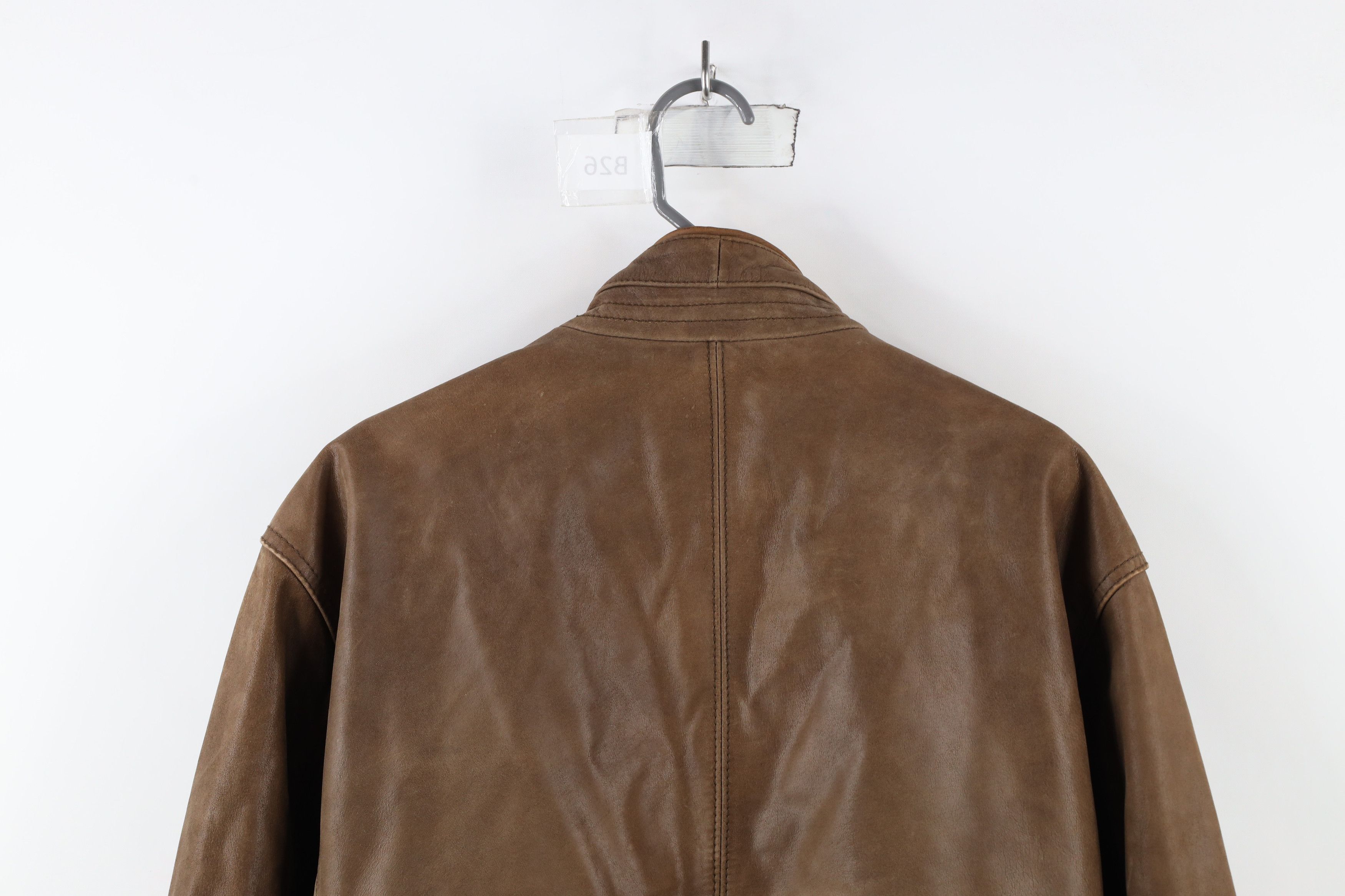 Vintage Vintage 90s Streetwear Leather Flight Bomber Jacket Brown Size US XL / EU 56 / 4 - 15 Thumbnail