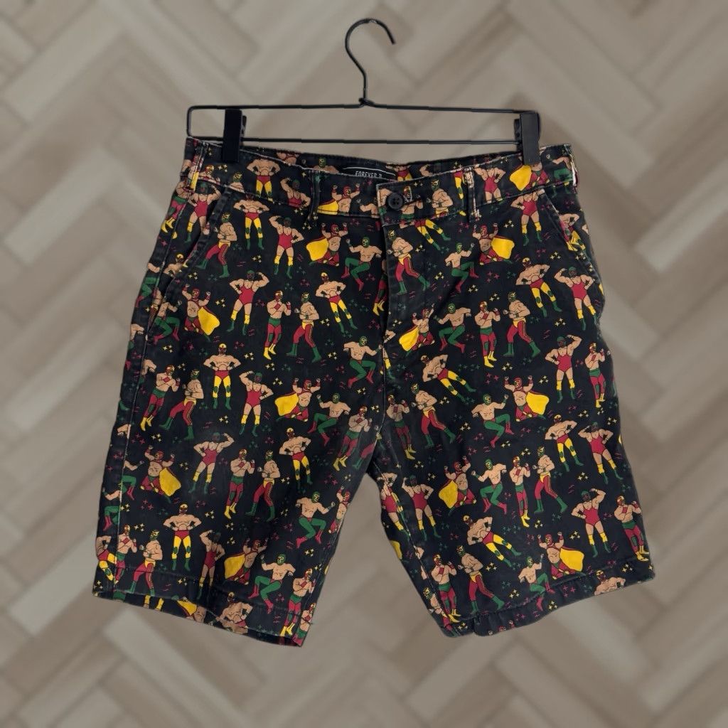 Forever 21 Lucha Libre Wrestling Shorts Bermuda Men 32 Multicolor