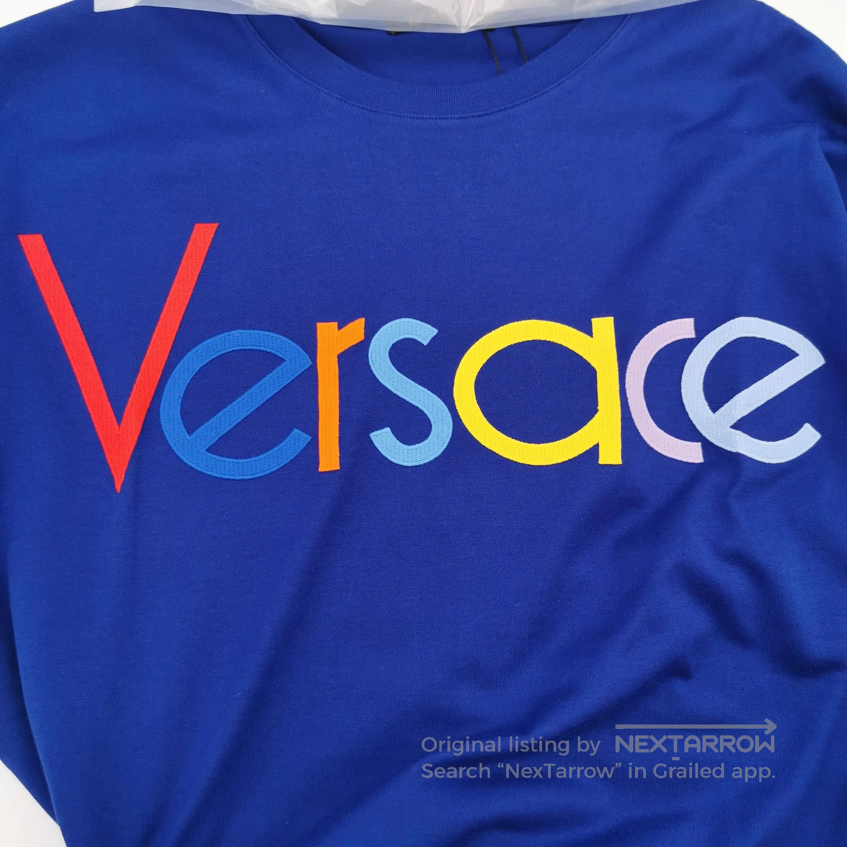 Versace Versace S Cotton Color-Block Embroidered Crewneck T-Shirt. Size US S / EU 44-46 / 1 - 1 Thumbnail