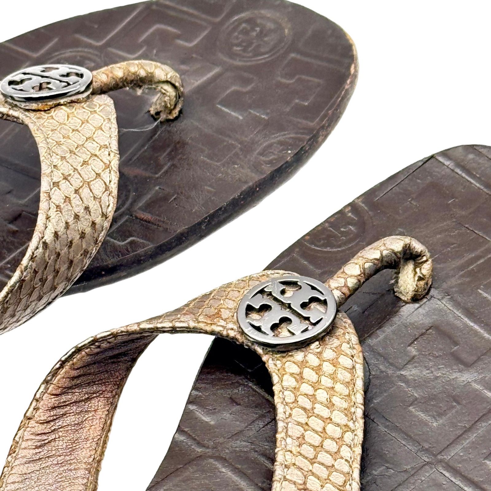 Tory Burch Tory Burch Thora Sandal Flip Flop Thong Snake Quiet Luxury Size US 8 / IT 38 - 8 Thumbnail