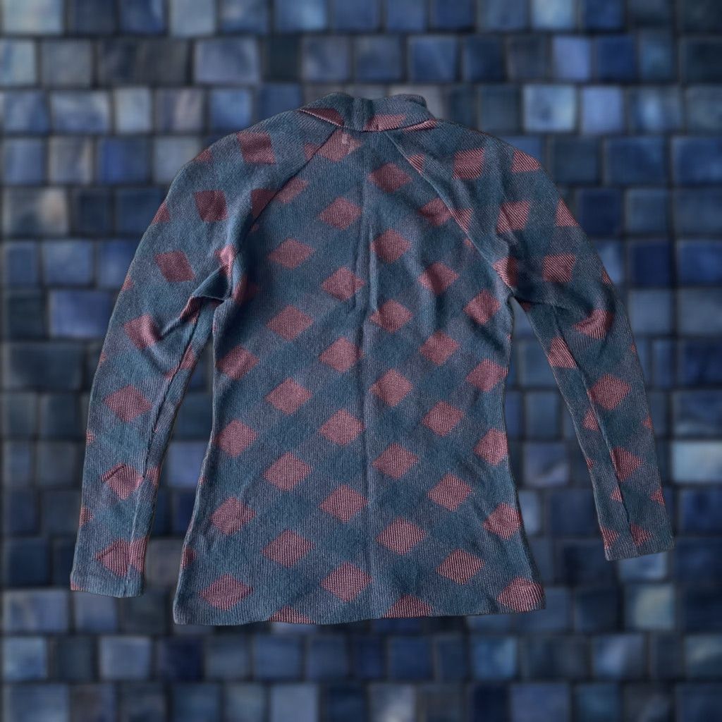 Issey Miyake VINTAGE ISSEY MIYAKE Wool Blend Mock Neck Sweater Women's S Argyle Pullover Black/Burgundy Size S / US 4 / IT 40 - 1 Thumbnail