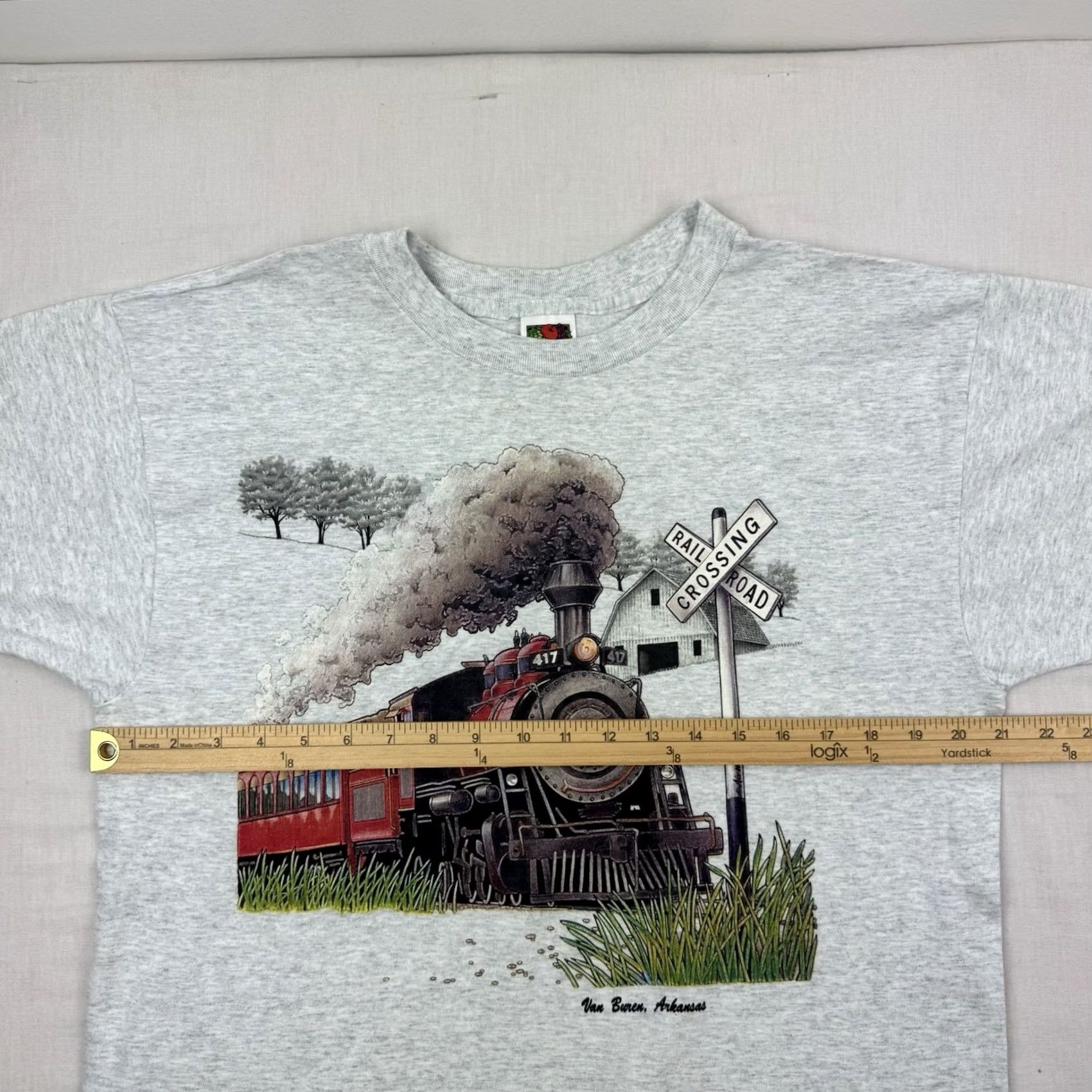 Fruit Of The Loom VINTAGE Fruit of the Loom T-Shirt Mens 90s Nature Gray Cotton Polyester Large Arkansas Outdoor Size US L / EU 52-54 / 3 - 7 Thumbnail