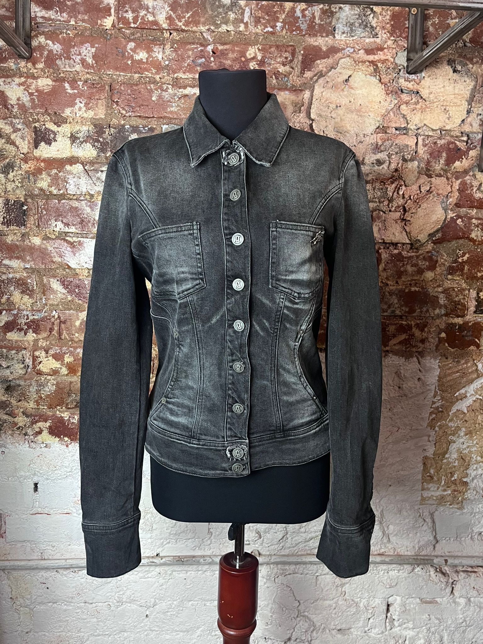 image of Vintage Y2K Galliano Jeans Jacket in Black, Women's (Size Small)