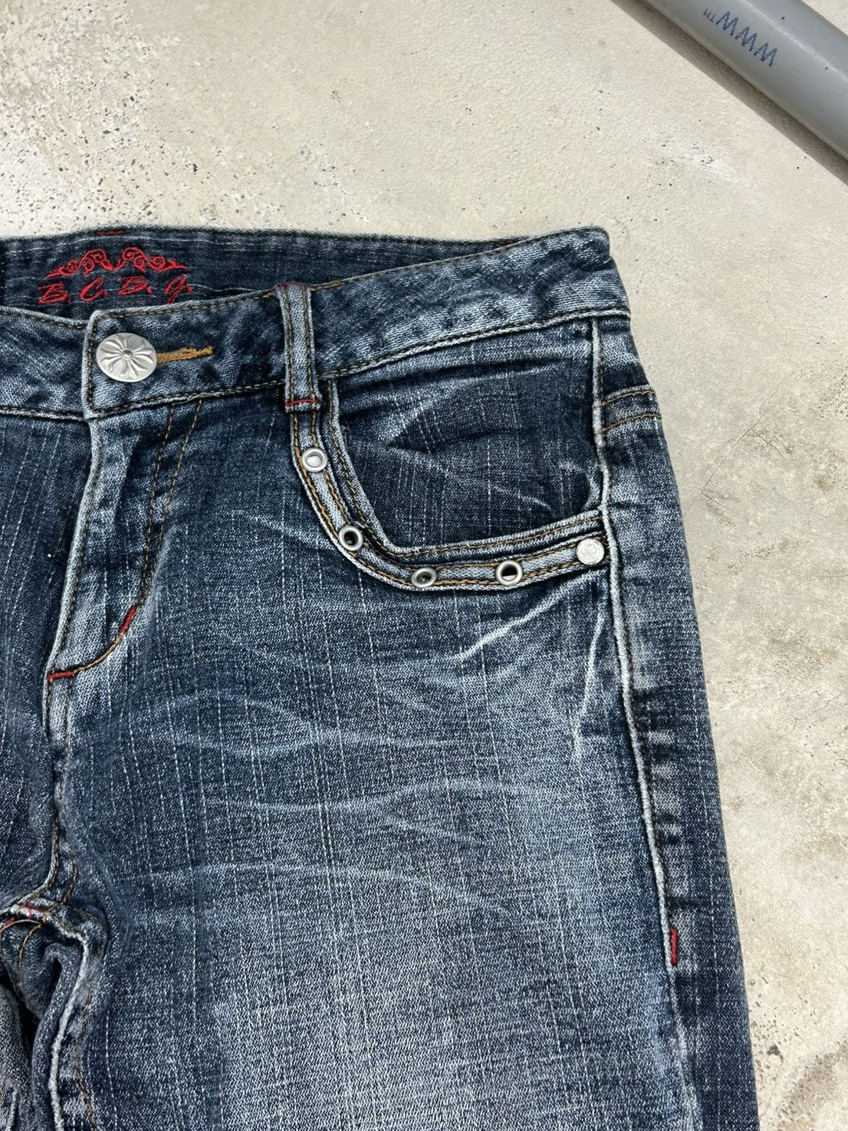GOSTAR DE FUGA Flare BCBG Bootcut Distressed Fade Washed Button Studded Size US 30 / EU 46 - 7 Thumbnail