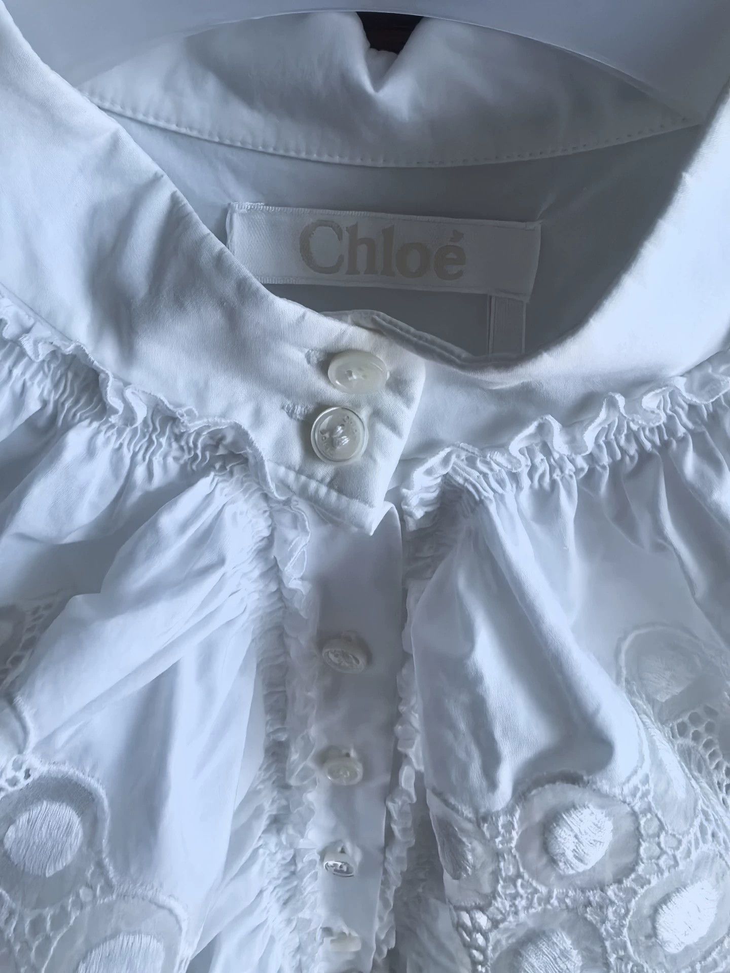 Chloe Chloe Women's White Lace-Trimmed Shirt 36 French Size XS / US 0-2 / IT 36-38 - 4 Thumbnail