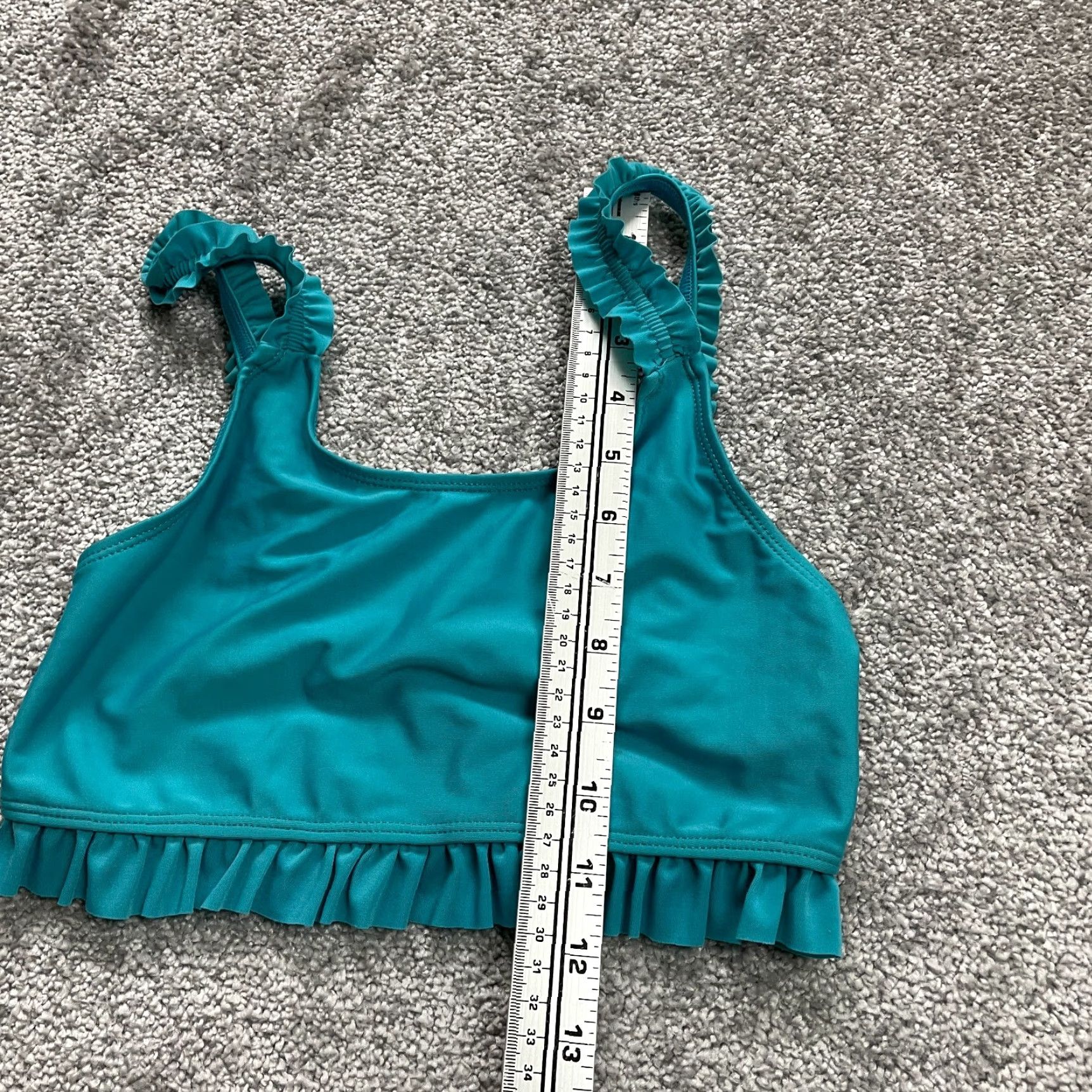 Vintage Ingear Bikini Top Women 10/12 Blue Ruffles Wide Strap Swimwear Beach Summer Size L / US 10 / IT 46 - 7 Thumbnail