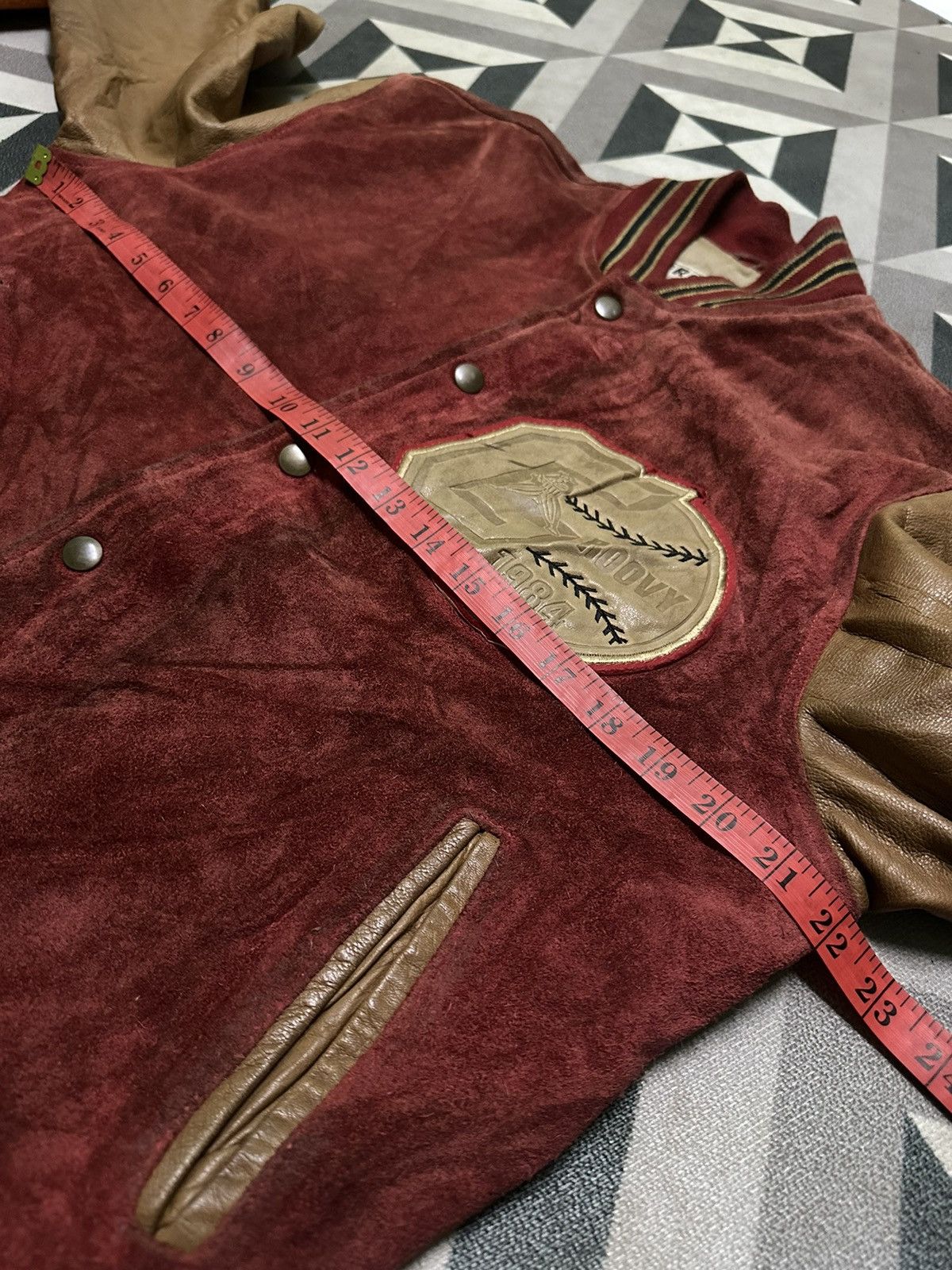 Vintage Vintage 80s Groovy leather varsity jacket Size US M / EU 48-50 / 2 - 8 Thumbnail