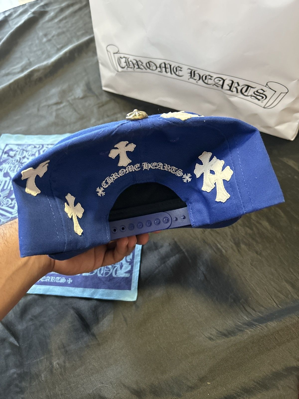 Chrome Hearts Chrome Hearts Blue/White Patches BaseBall Hat. Size ONE SIZE - 3 Thumbnail