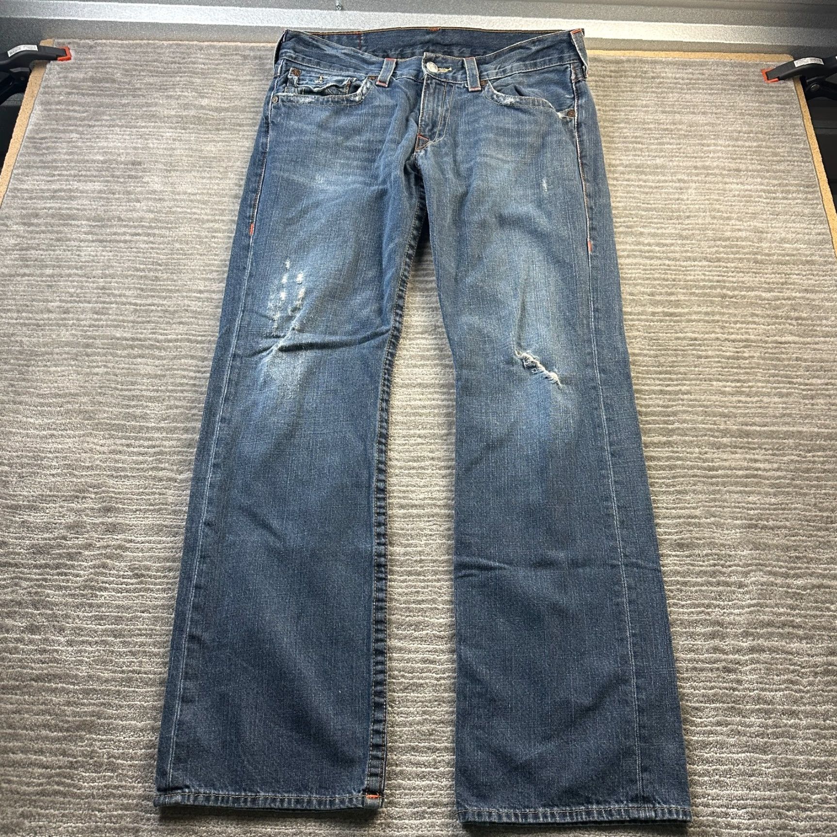 True Religion Jeans Mens 34 Ricky T Flap USA Made Distressed