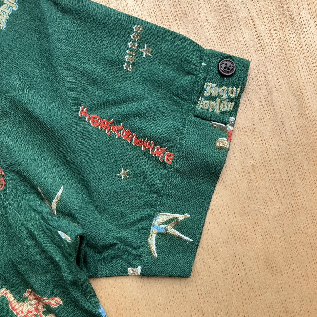 Japanese Brand 291295 HOMME DAY OF THE DEAD DARK GREEN OPEN COLLAR SHIRT Size US M / EU 48-50 / 2 - 4 Thumbnail