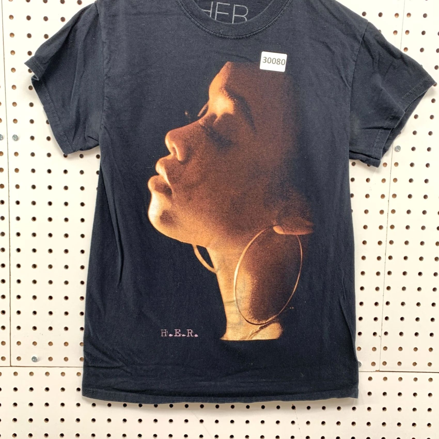 Vintage Hers Black Womens Portrait Graphic T-Shirt Small Size S / US 4 / IT 40 - 6 Thumbnail